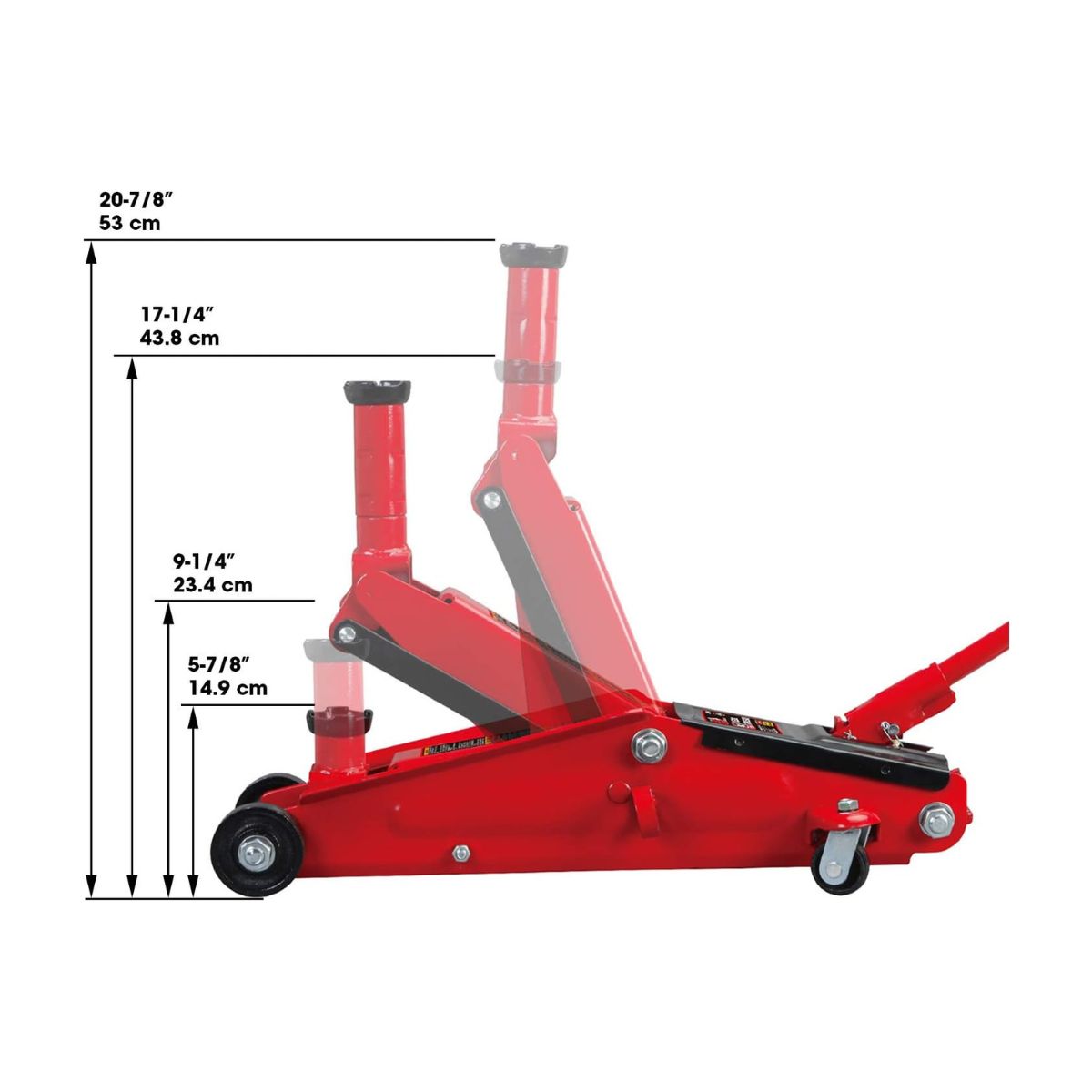 Big Red 3-Ton Trolley Floor Jack with Saddle Extension Adapter
