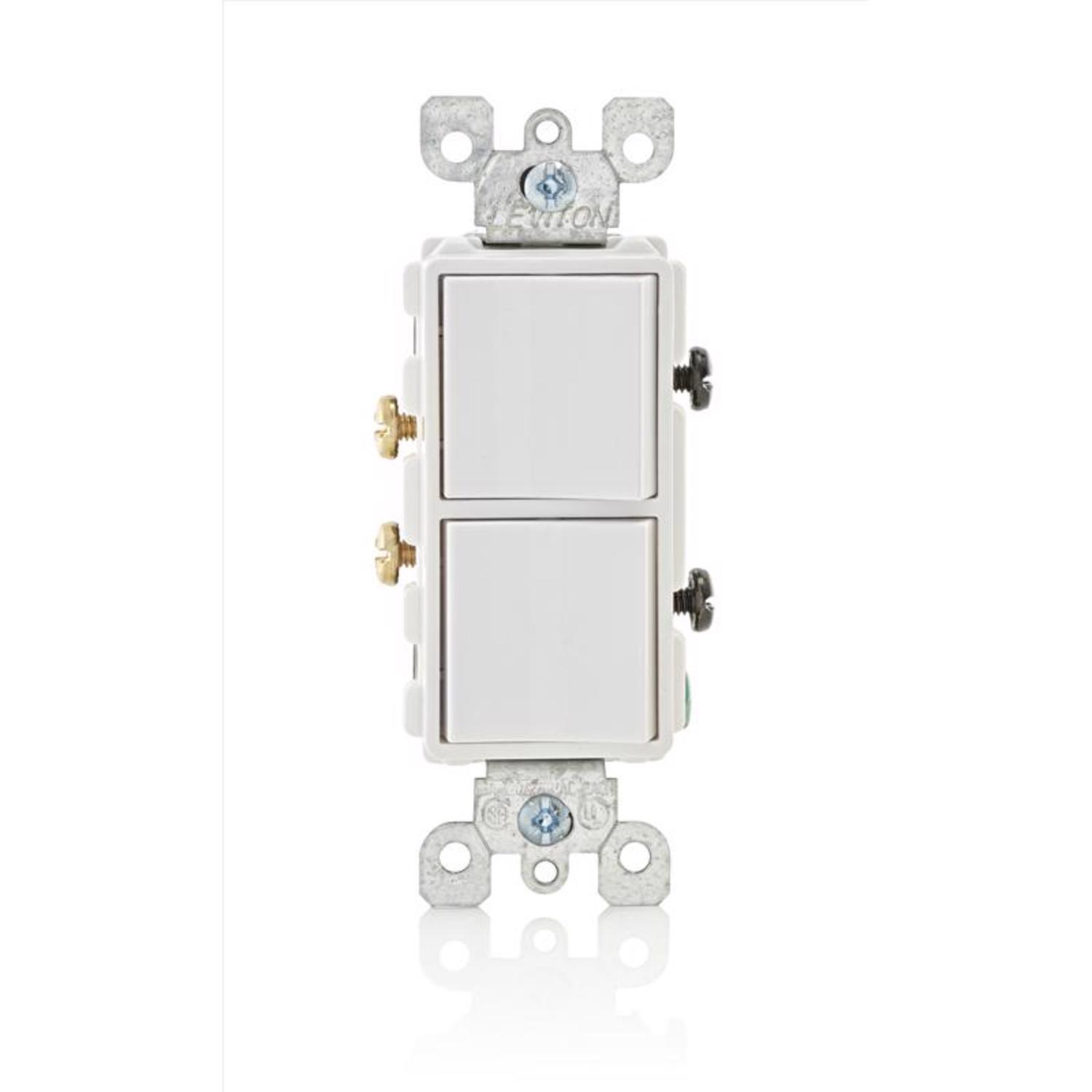Leviton Decora 15 amps Single Pole Combination AC Quiet Switch White 1 pk
