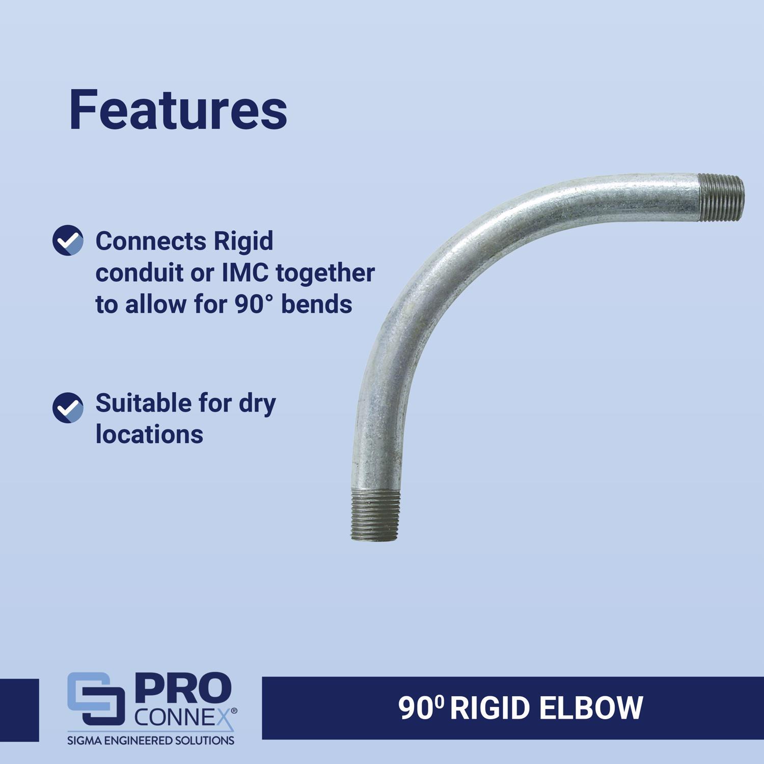 Sigma Engineered Solutions ProConnex 3/4 in. D Zinc-Plated Steel 90 Degree Elbow For Rigid/IMC 1 pk