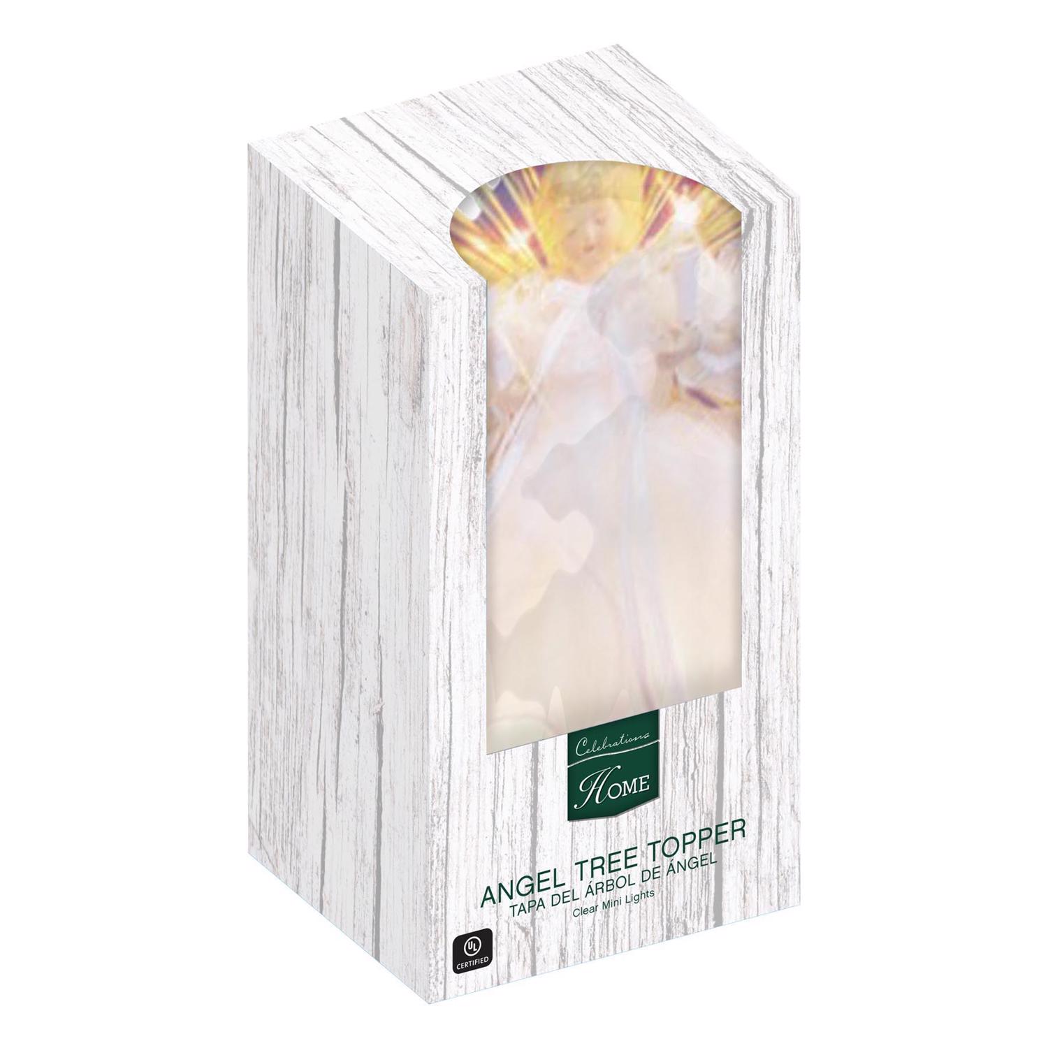 Celebrations White/Gold Angel Indoor Christmas Decor 9 in.