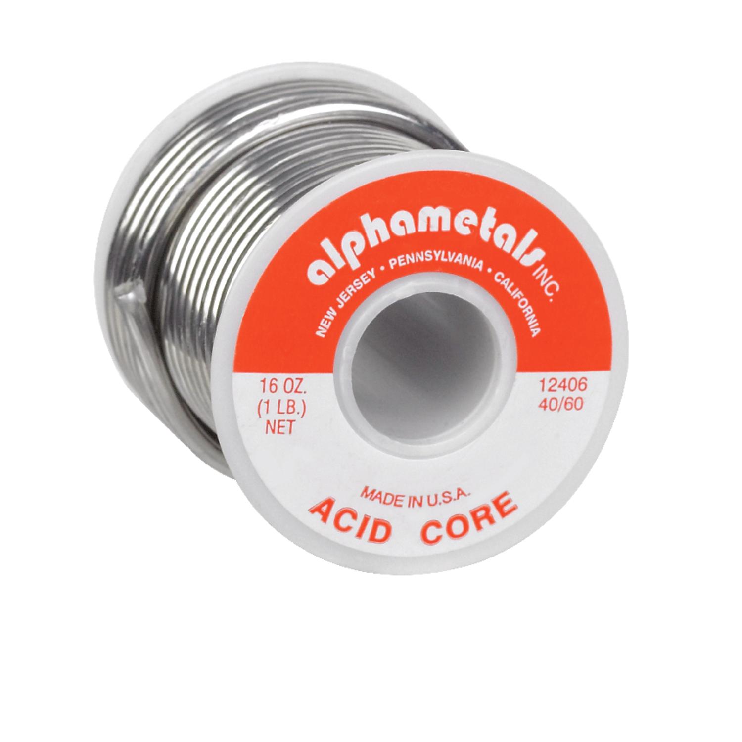 Alpha Fry 16 oz Acid Core Wire Solder 0.125 in. D Tin/Lead 40/60 1 pc