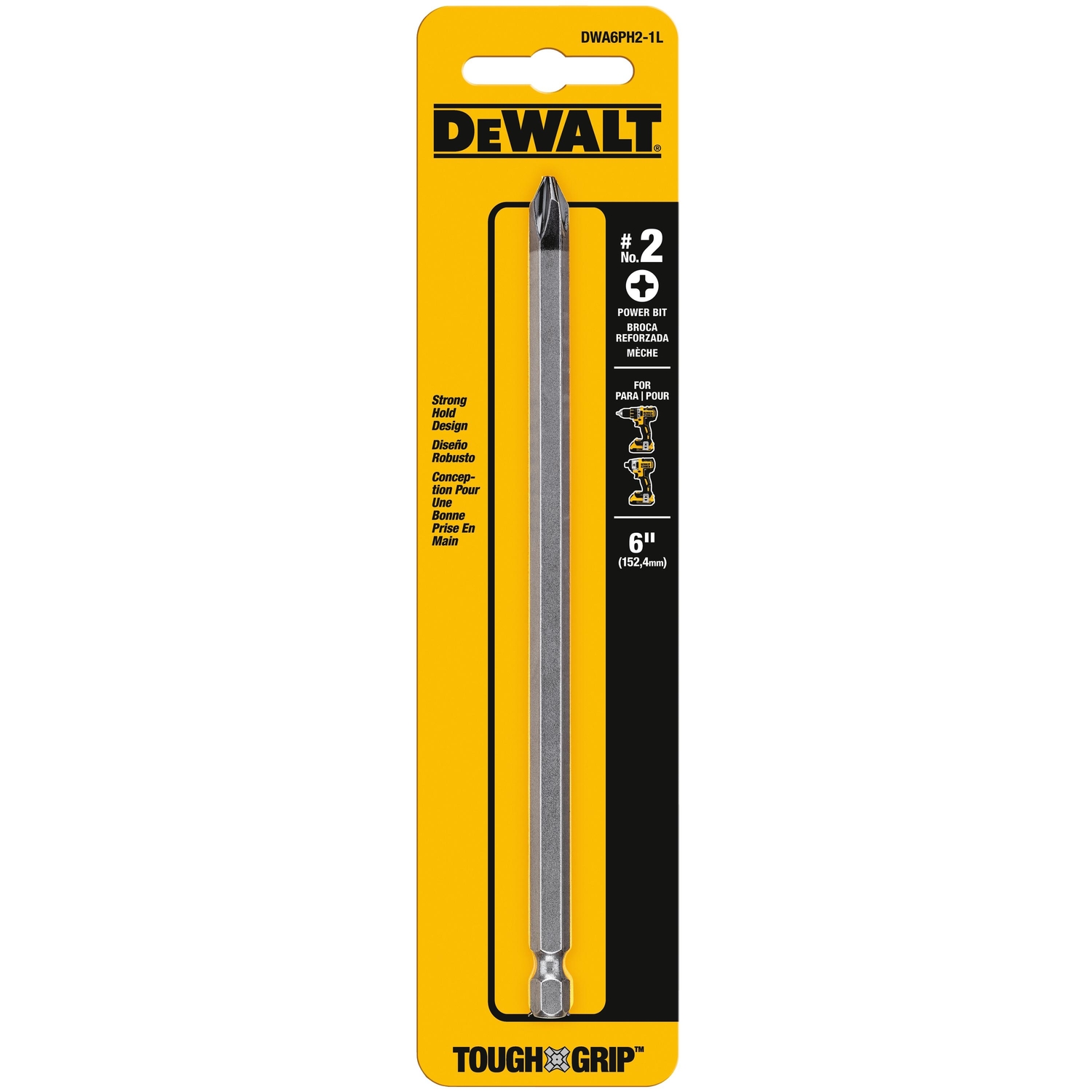 DeWalt Max Fit Phillips #2 X 6 in. L Power Bit S2 Tool Steel 1 pc