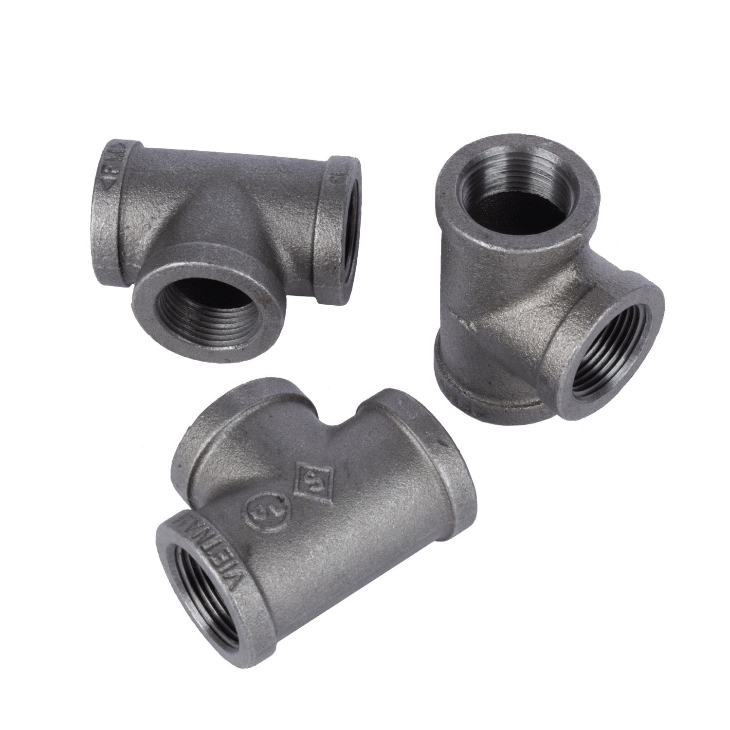 STZ Industries 3/4 in. FIP each X 3/4 in. D FIP 3/4 in. D FIP Black Malleable Iron Tee