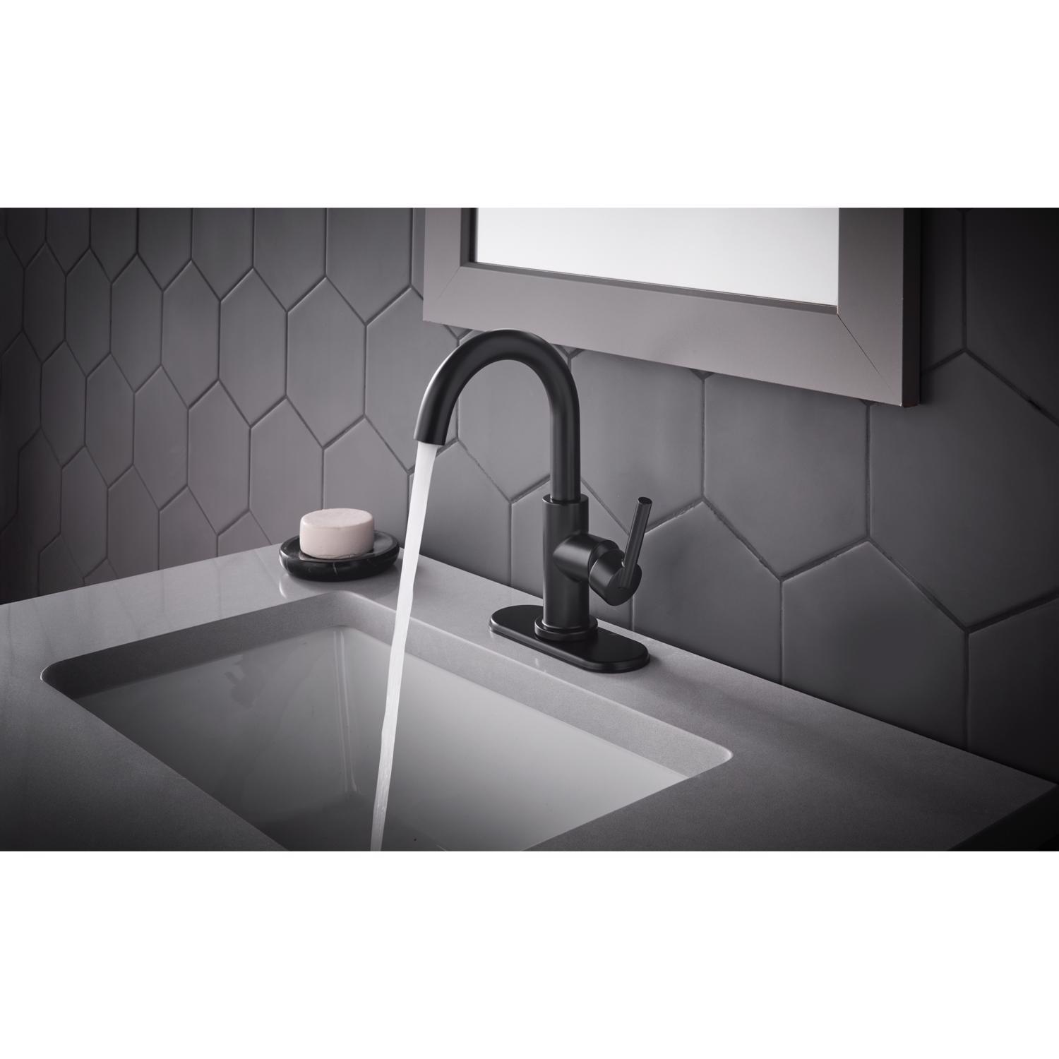 Oakbrook Collection Alexis Matte Black Modern Single-Handle Bathroom Sink Faucet 4 in.