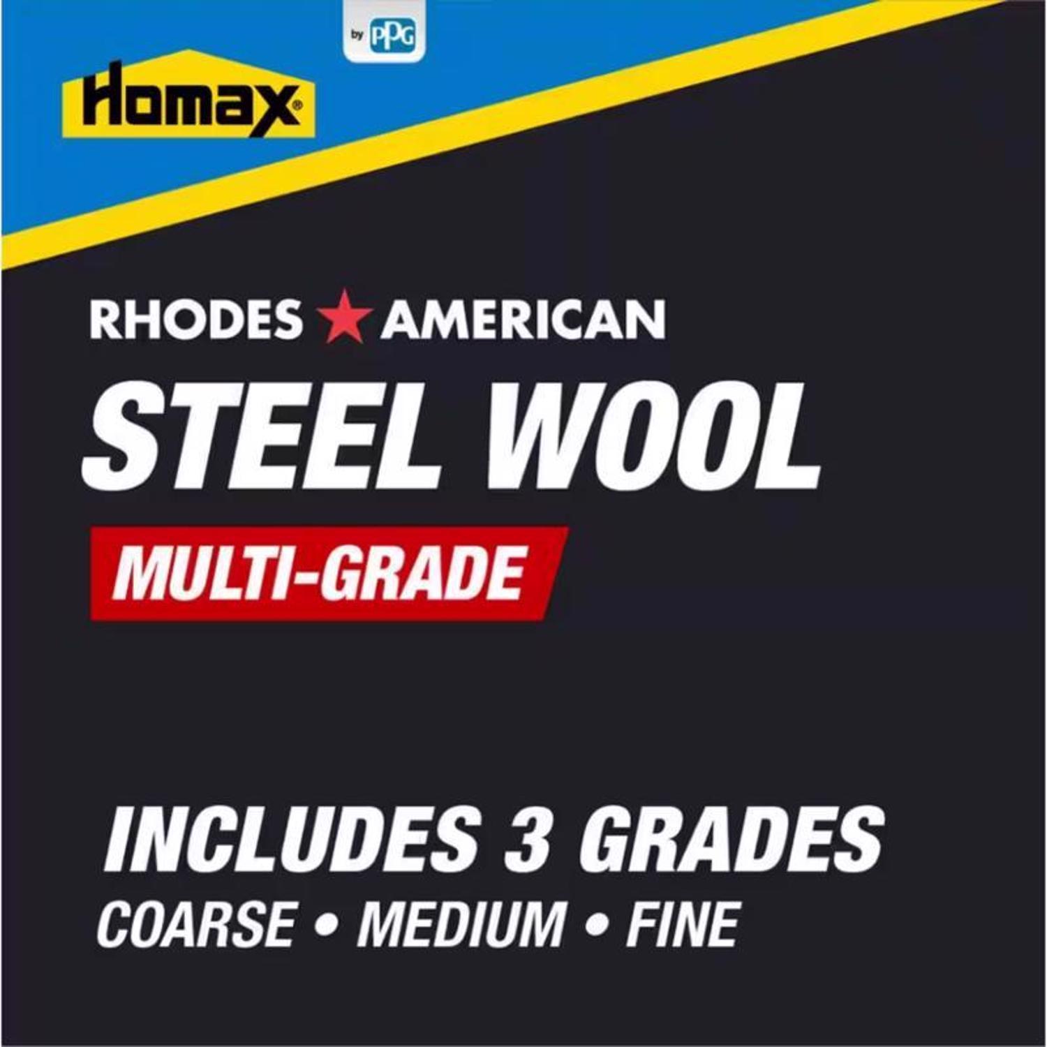 Rhodes American 3 Grade Medium/Coarse/Fine Steel Wool Pad 12 pk