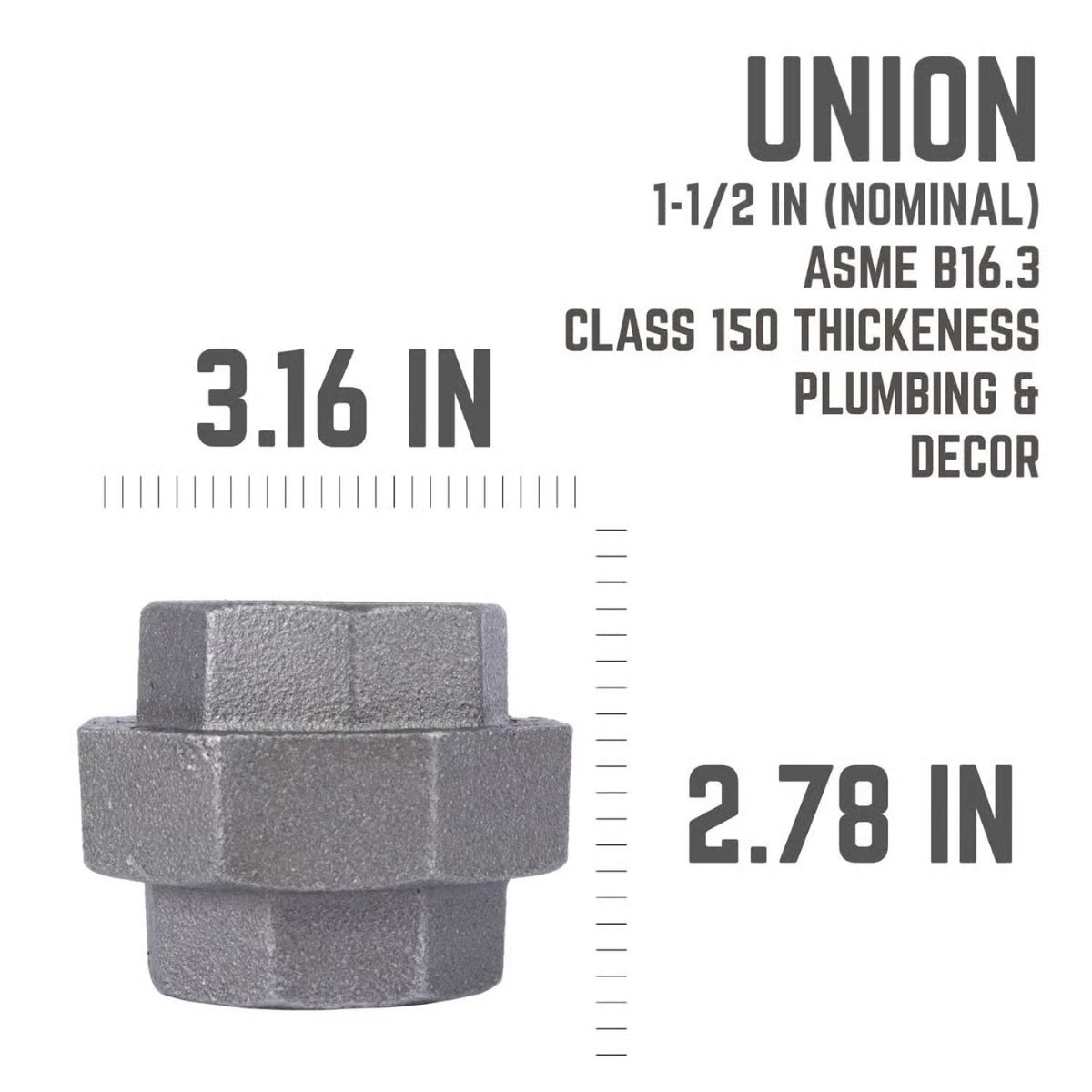 STZ Industries 1-1/2 in. FIP each x 1-1/2 in. D FIP Black Malleable Iron Union