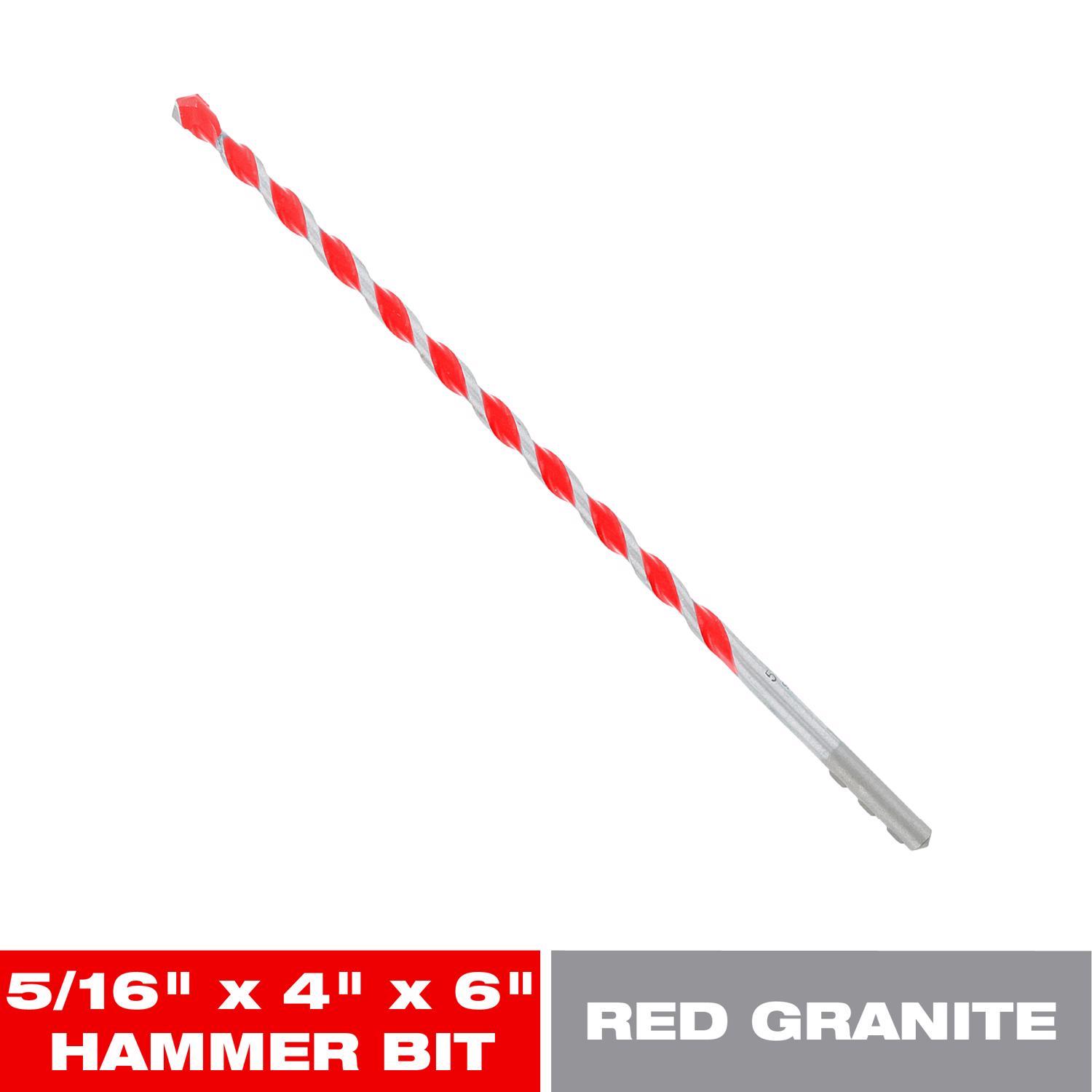 Diablo SPEEDemon 5/16 in. X 6 in. L Carbide Tipped Red Granite Hammer Drill Bit Hex Shank 1 pk