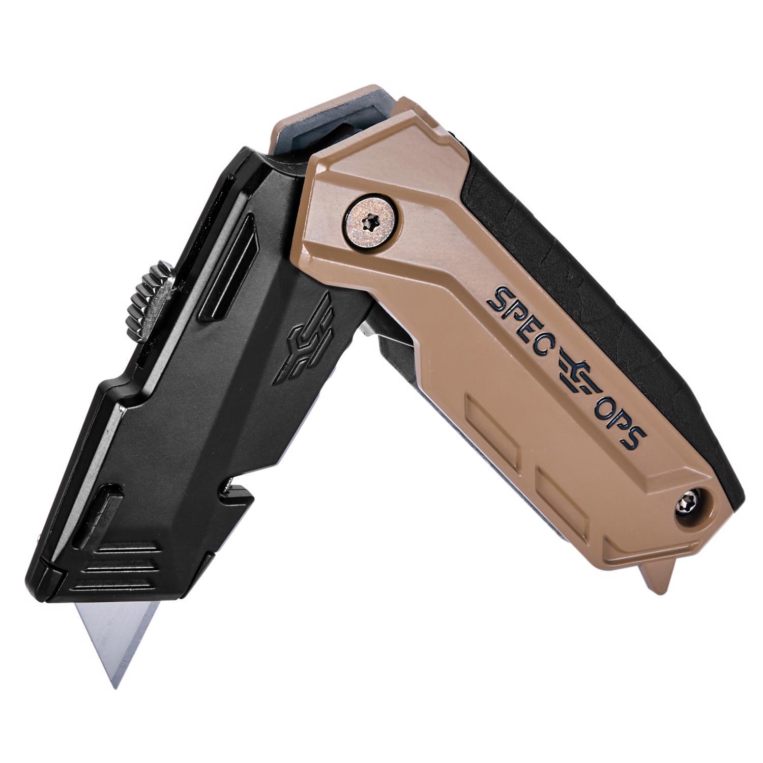 Spec Ops 6.25 in. Folding Utility Knife Black/Tan 1 pc