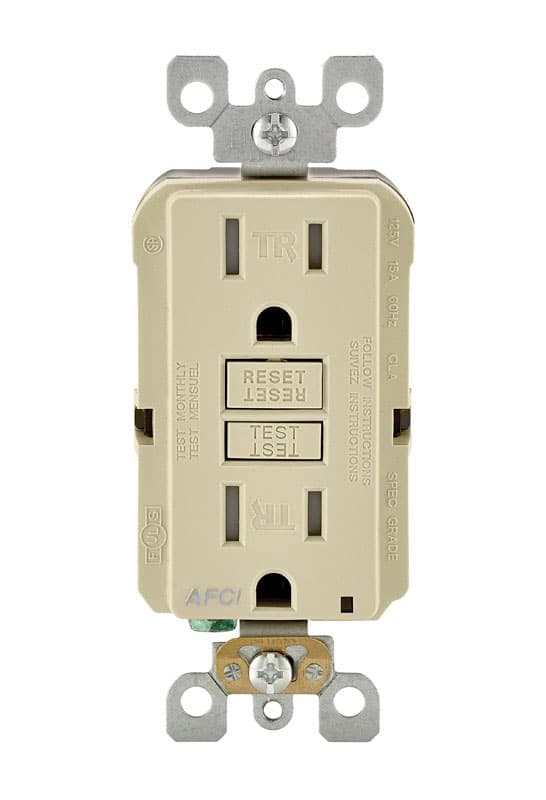 Leviton SmartlockPro 15 amps 125 V Ivory AFCI Outlet 5-15R 1 pk