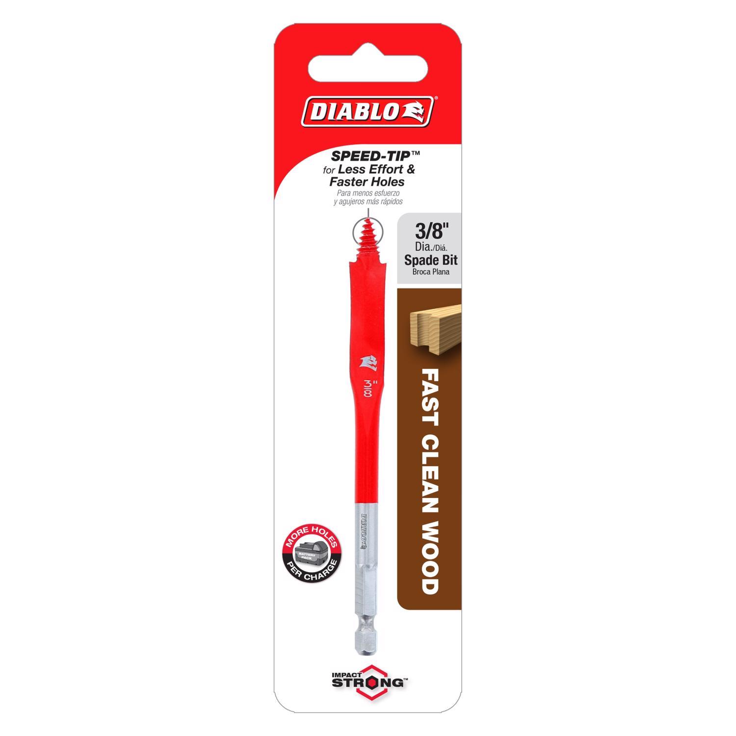 Diablo 3/8 in. X 4 in. L High Speed Steel Clean Wood Spade Bit Hex Shank 1 pk
