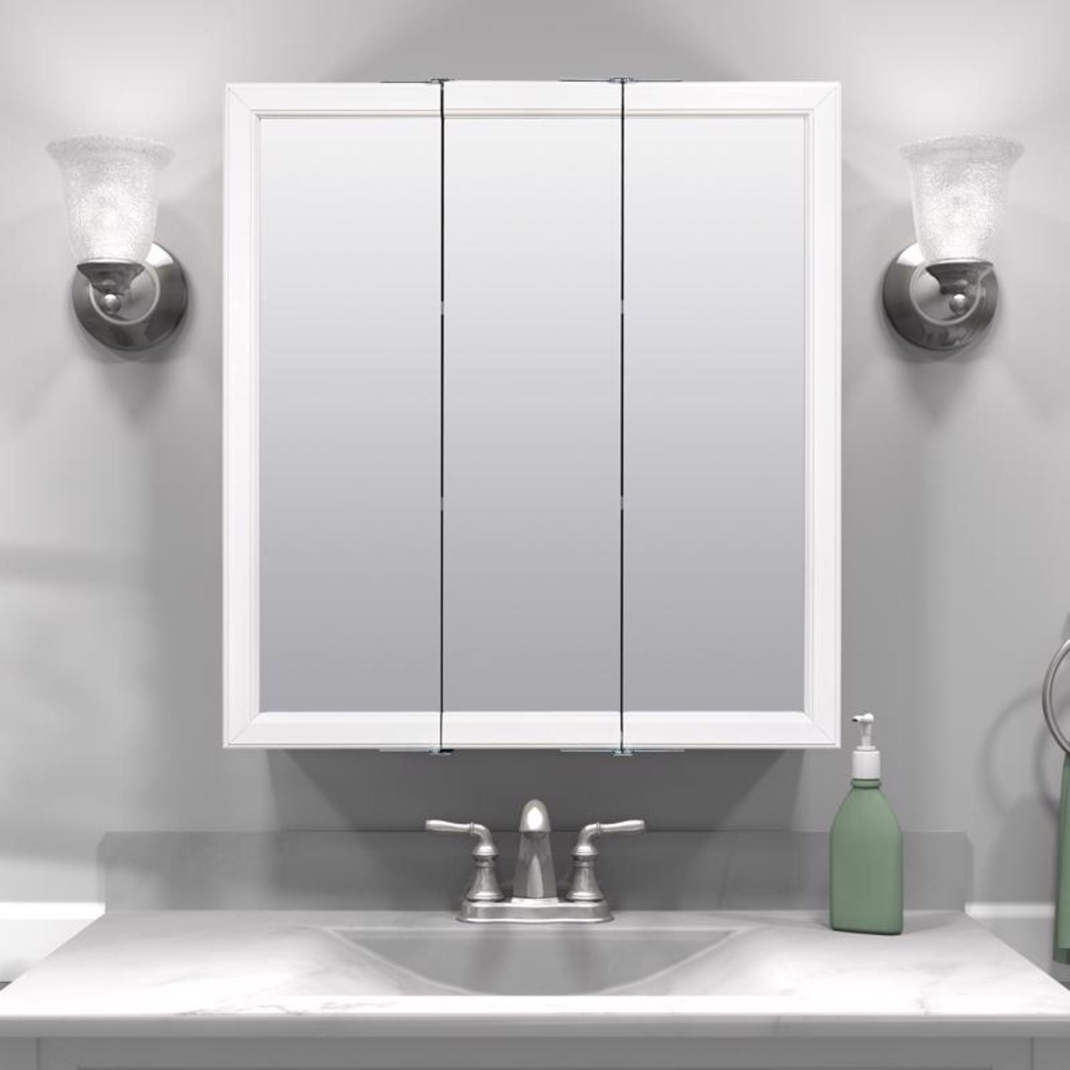 Zenna Home 26 in. H X 24 in. W X 4.5 in. D Rectangle Tri-View Medicine Cabinet