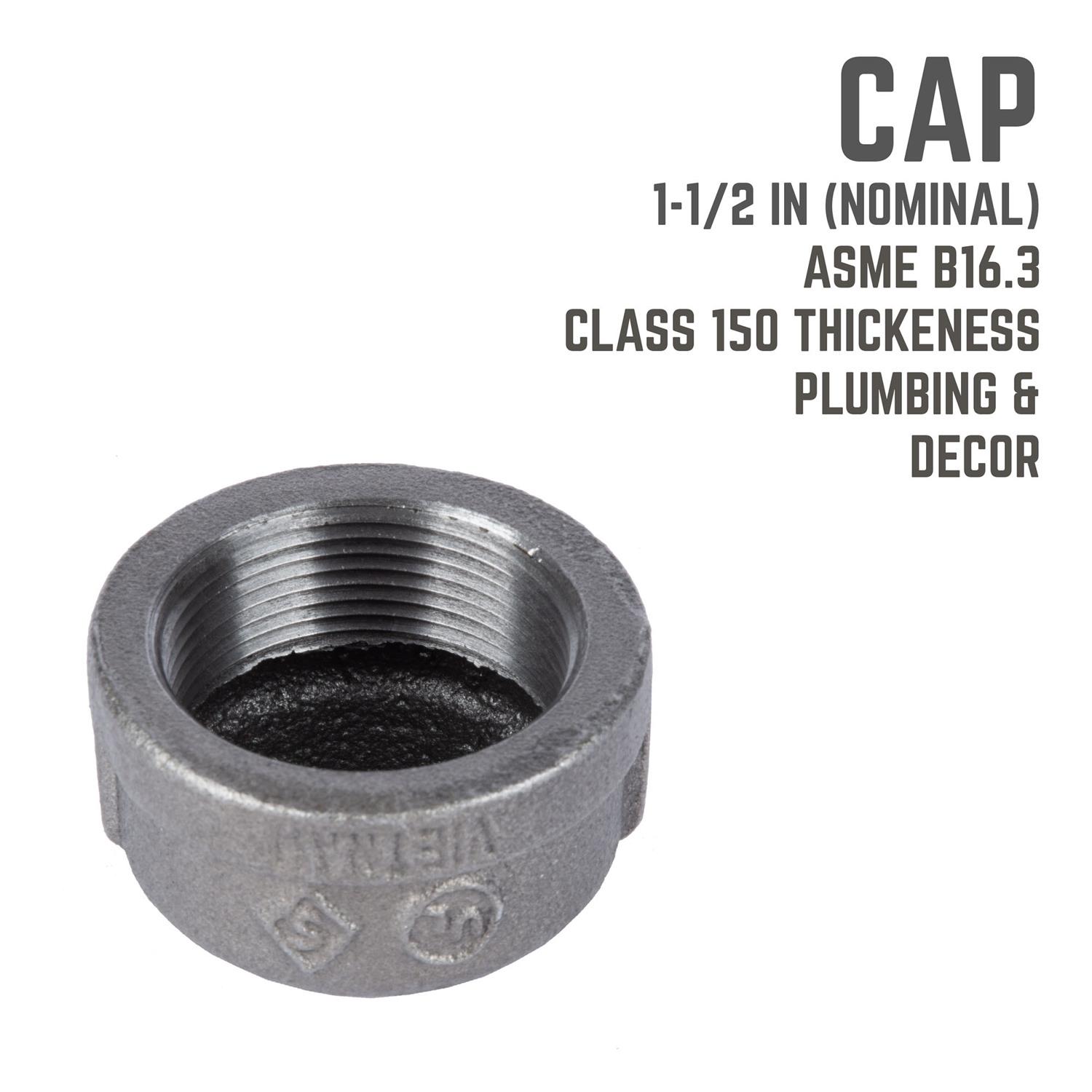 STZ Industries 1-1/2 in. FIP each Black Malleable Iron Cap