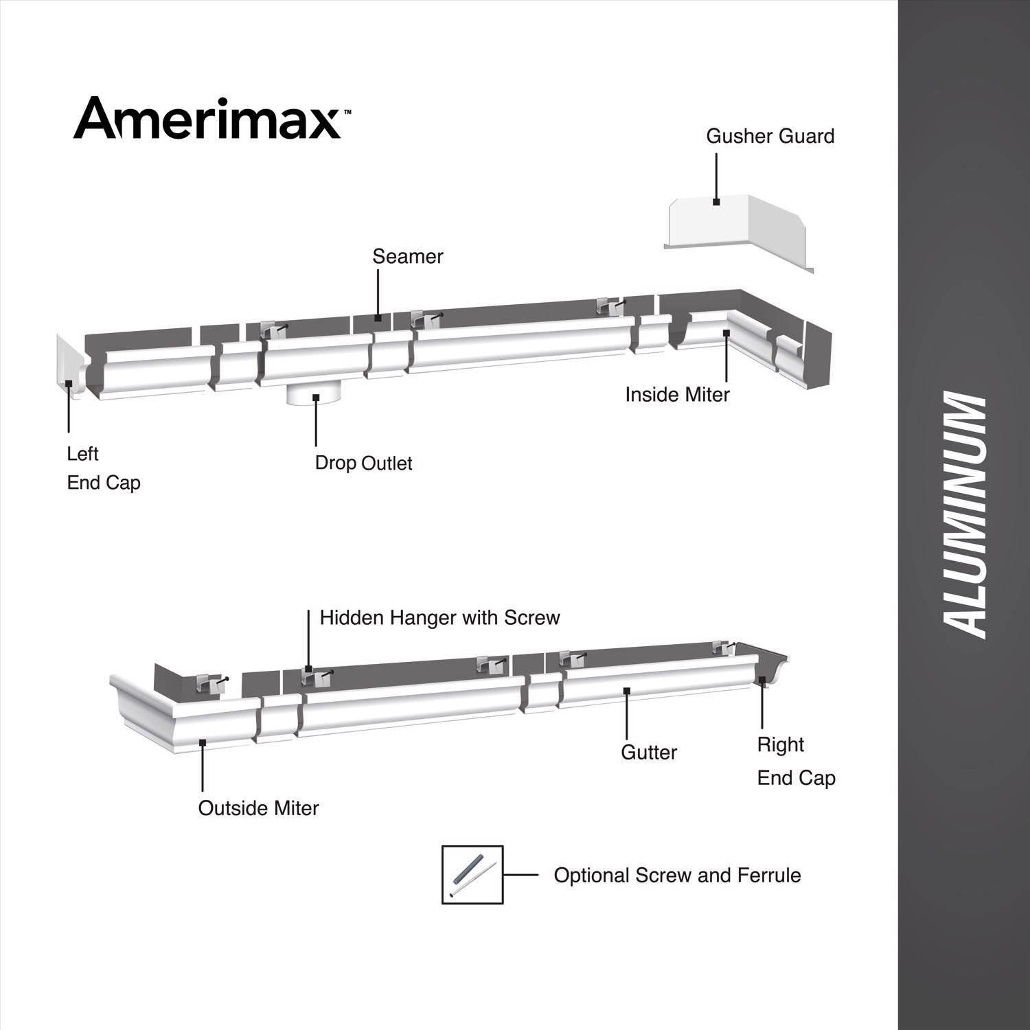Amerimax 3.5 in. H X 5 in. W X 120 in. L White Aluminum K Gutter