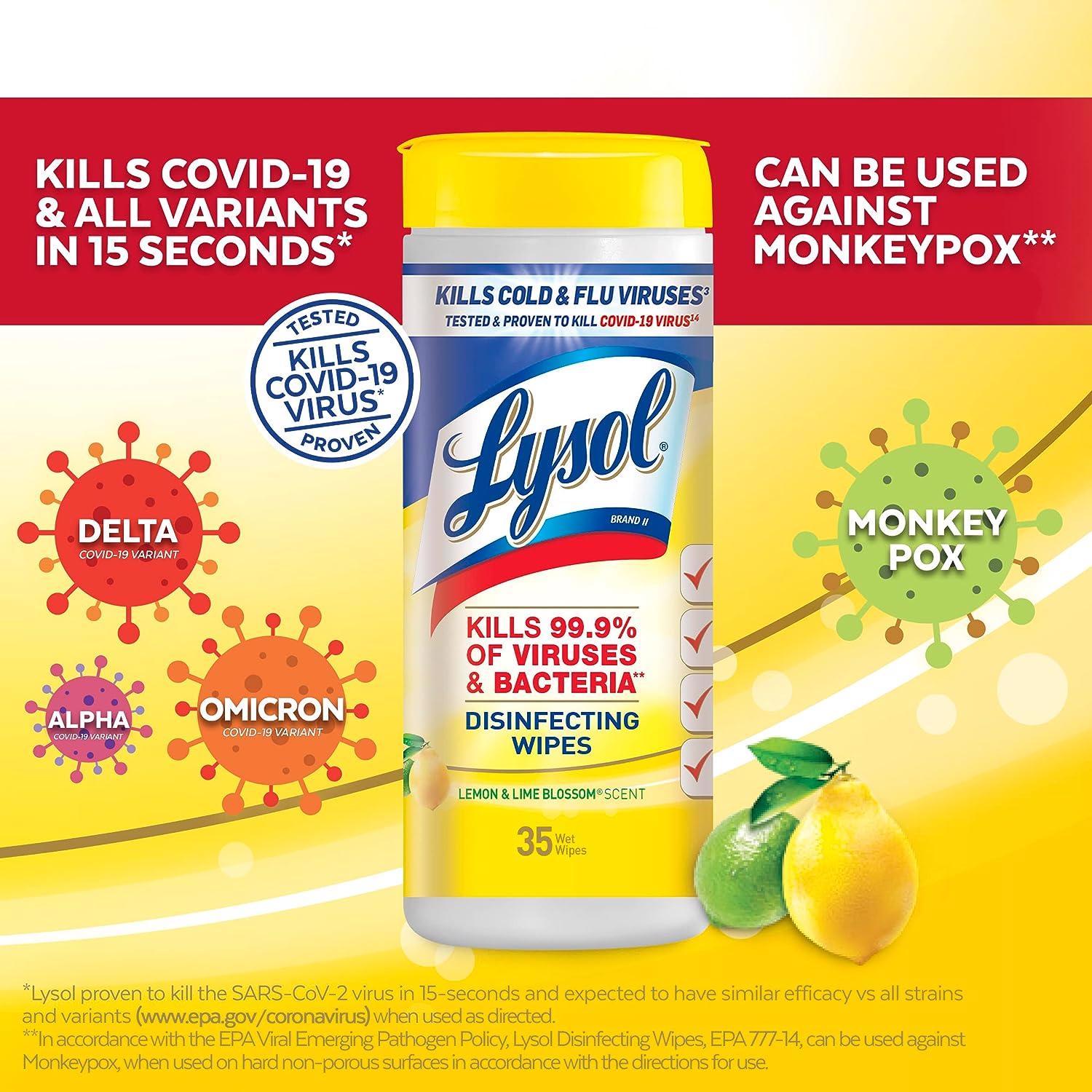 Lysol Lemon & Lime Blossom Scent Disinfecting Wipes 80 ct 1 pk