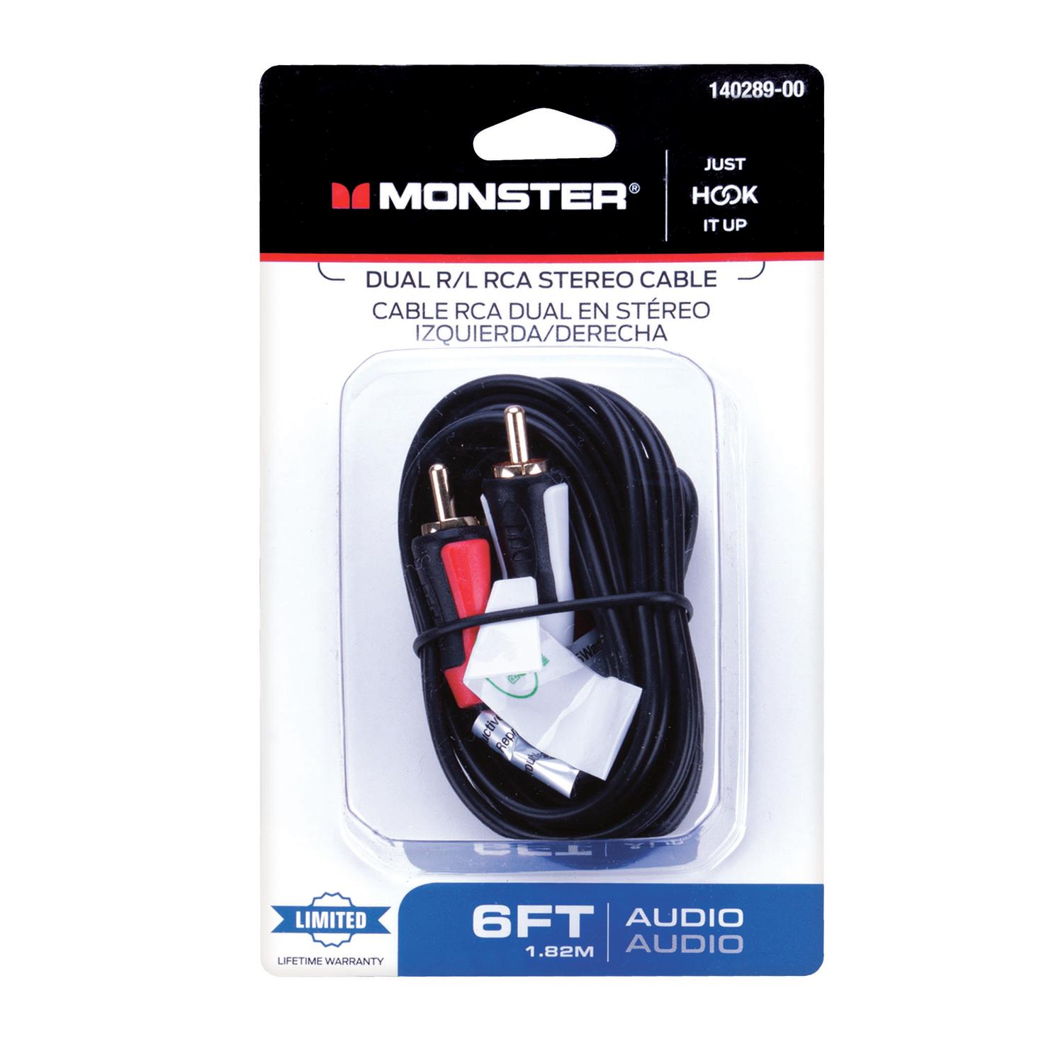 Monster Just Hook It Up 6 ft. L Dual R/L RCA Stereo Cable RCA