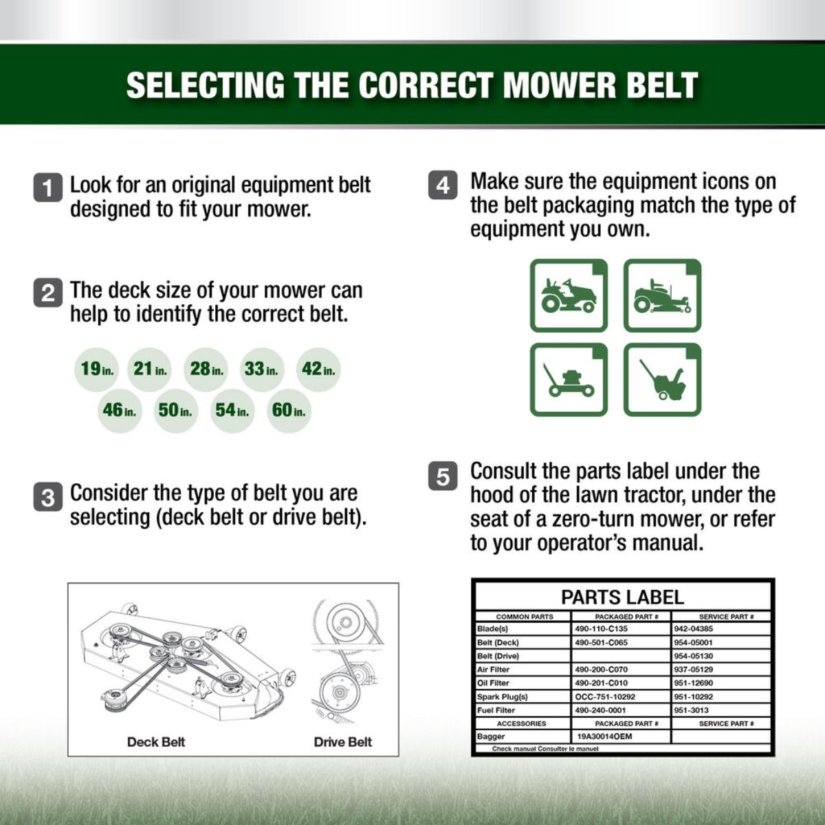 Genuine Factory Parts Riding Mower 24- and 30-in. Deck Belt
