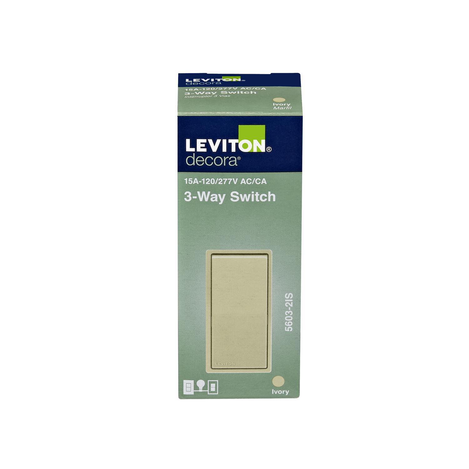 Leviton Decora 15 amps Three Pole Rocker AC Quiet Switch Ivory 1 pk