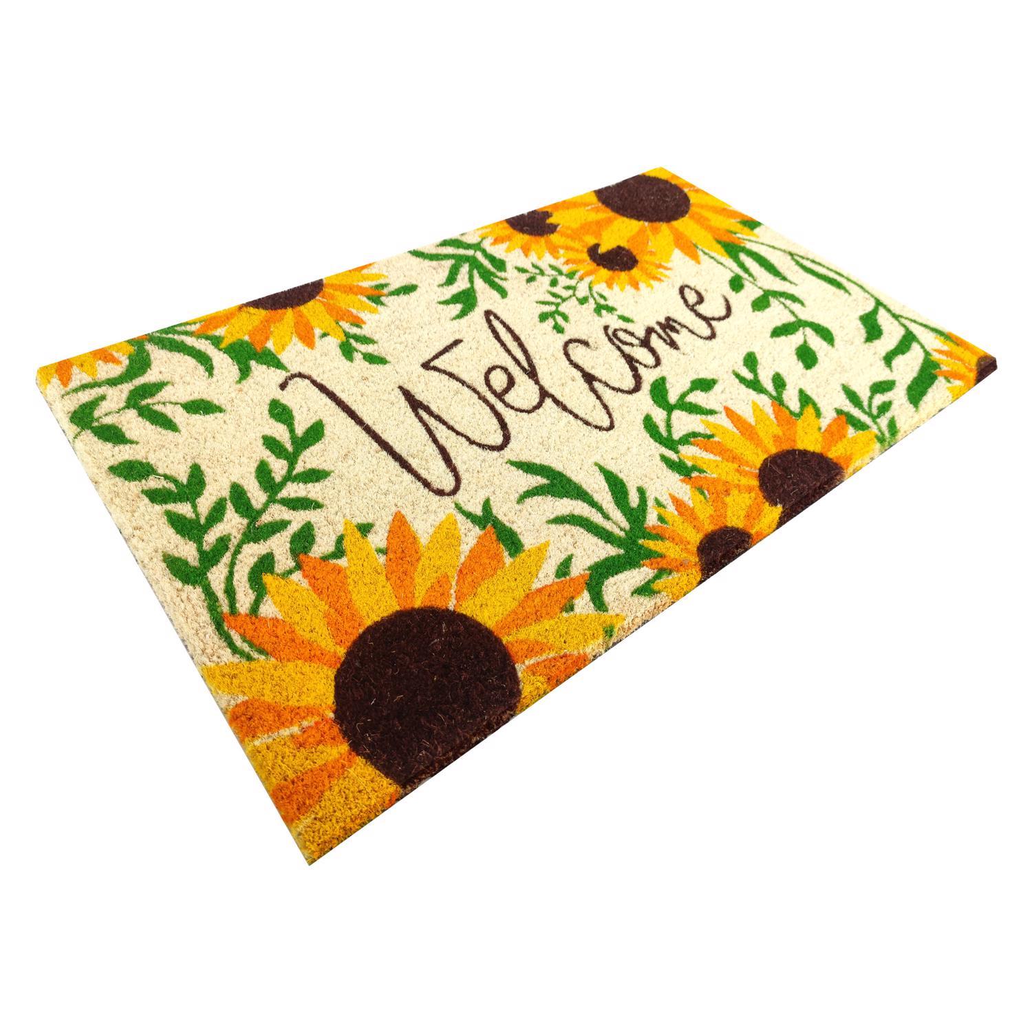 First Concept 18 in. W X 30 in. L Multi-Color Welcome Sunflowers Coir Door Mat