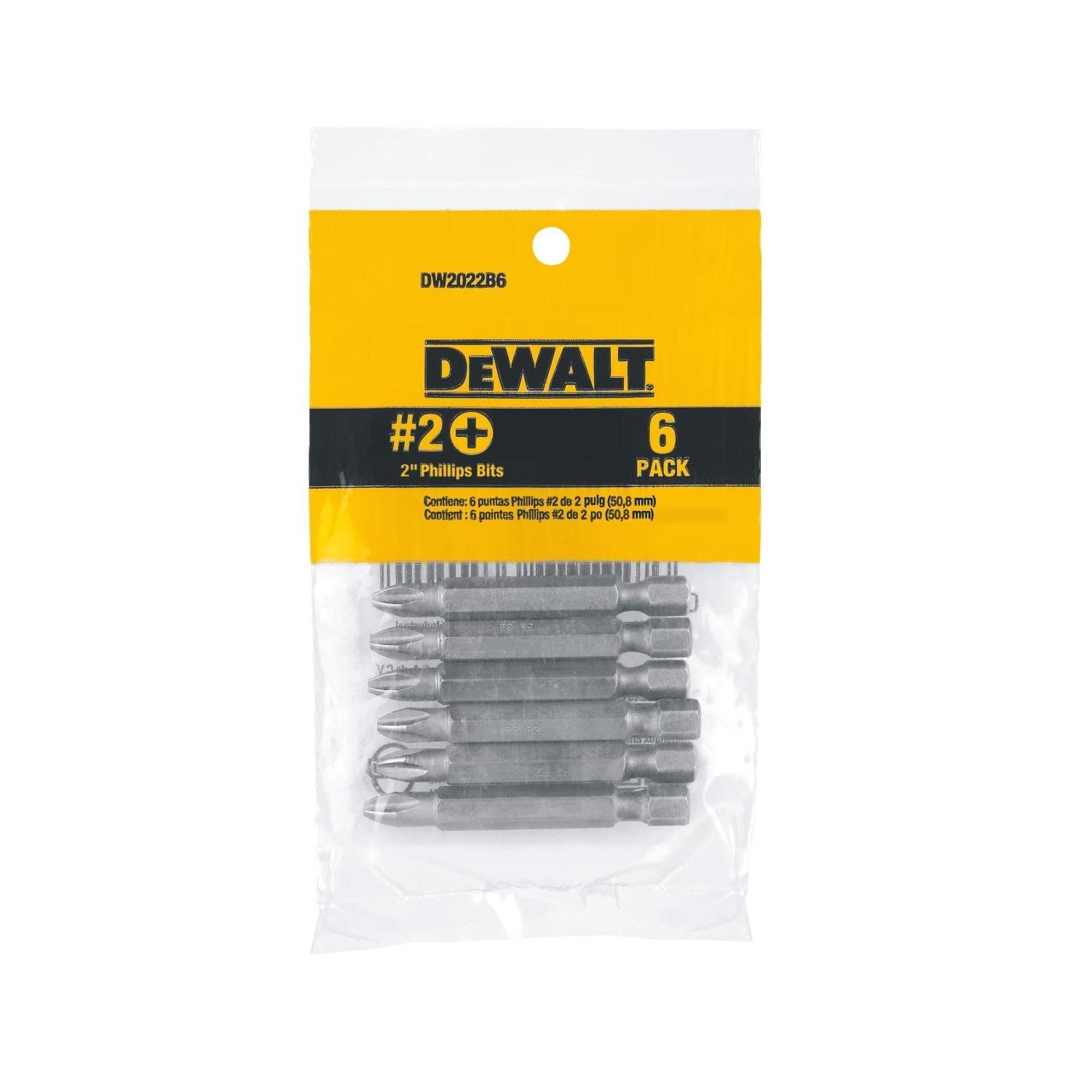 DeWalt Phillips #2 X 2 in. L Screwdriver Bit Heat-Treated Steel 6 pc