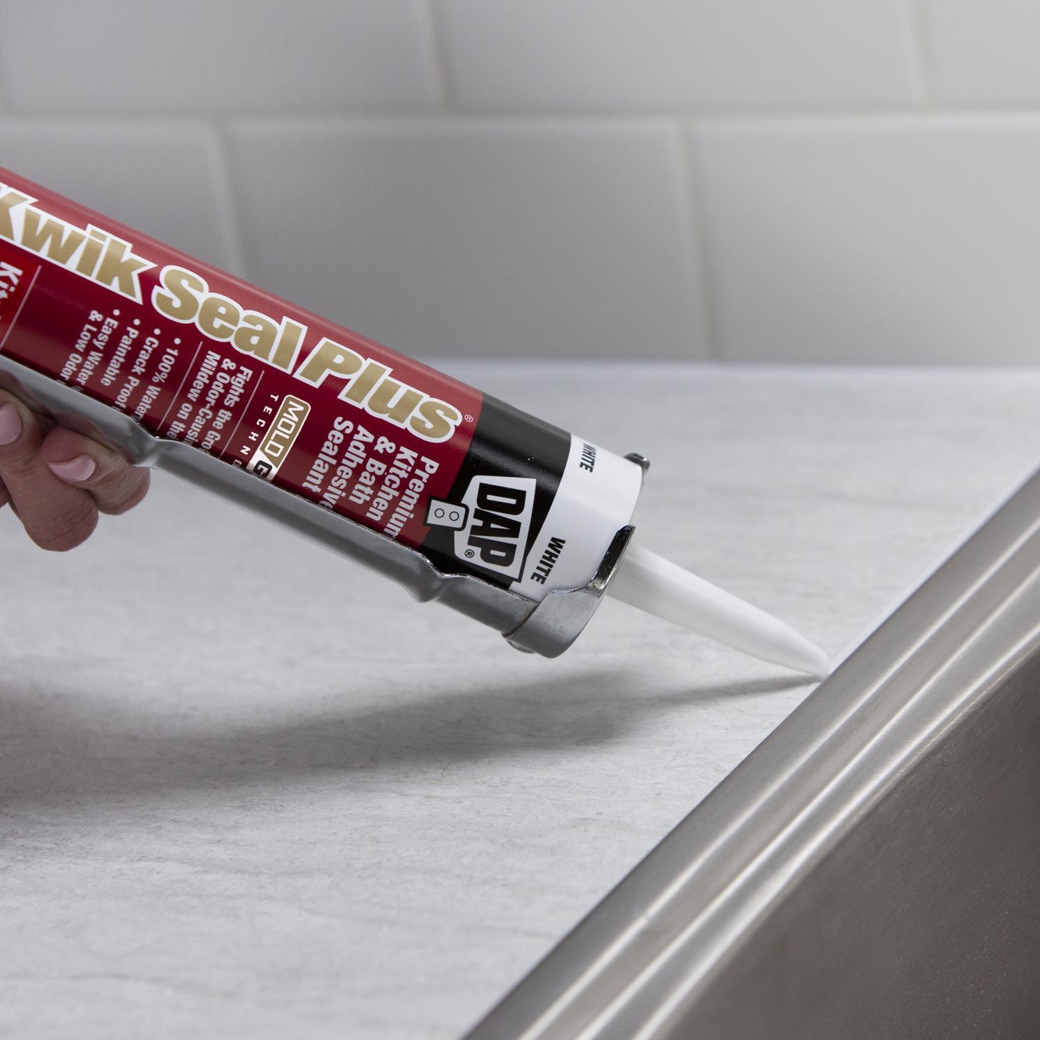 DAP Kwik Seal Plus White Siliconized Latex Kitchen and Bath Sealant and Adhesive 10.1 oz