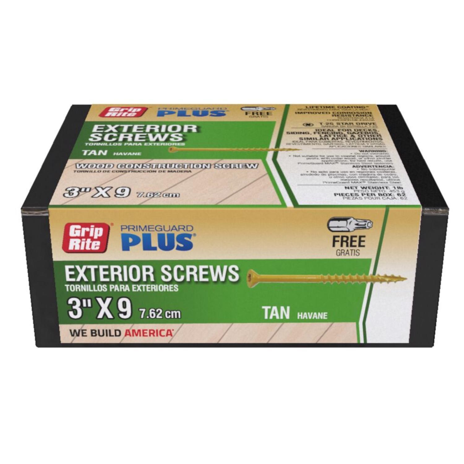 Grip-Rite PrimeGuard Plus 3 in. L Tan Star Bugle Head Deck Screws 1 lb 73 pk