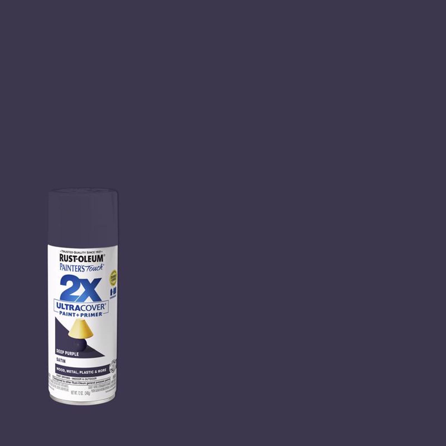 Rust-Oleum Painter's Touch Satin Deep Purple Paint+Primer Spray Paint 12 oz