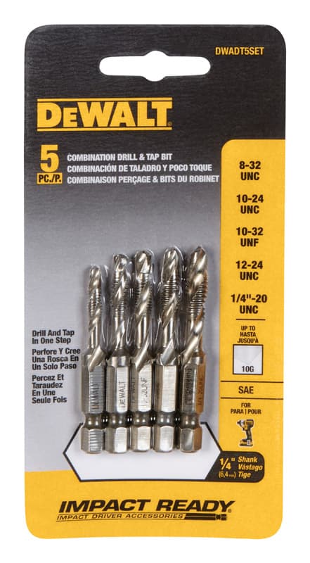 DeWalt Steel SAE Drill and Tap Bit Set 5 pc