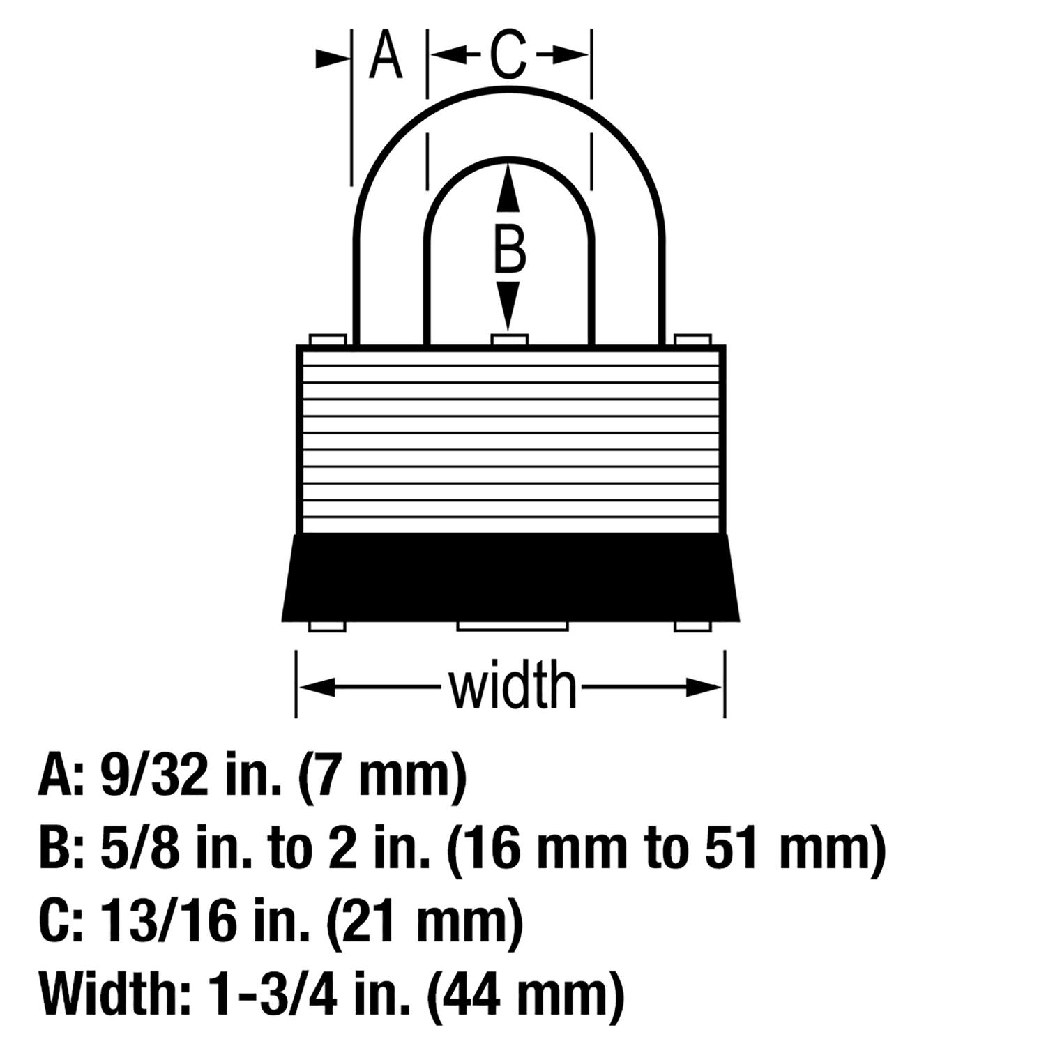 Master Lock 1-3/32 in. H X 1-1/32 in. W X 1-3/4 in. L Laminated Steel Warded Locking Warded Padlock