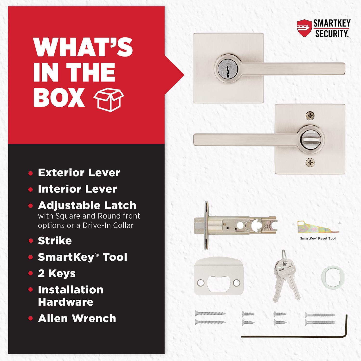 Kwikset SmartKey Halifax Satin Nickel Entry Lockset KW1 1-3/4 in.