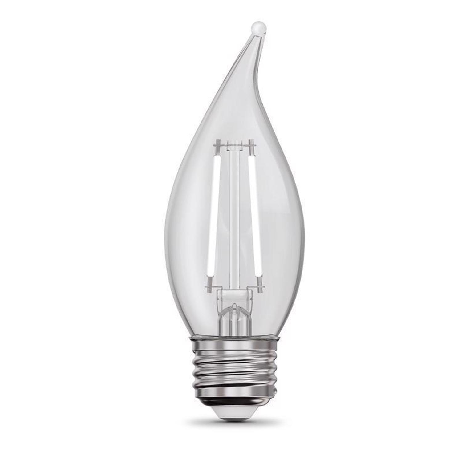 Feit White BA10 E26 (Medium) Filament LED Bulb Soft White 60 Watt Equivalence 2 pk