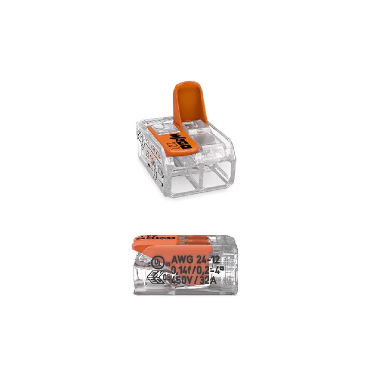 WAGO 2 Port Lever Wire Connector 10 pk