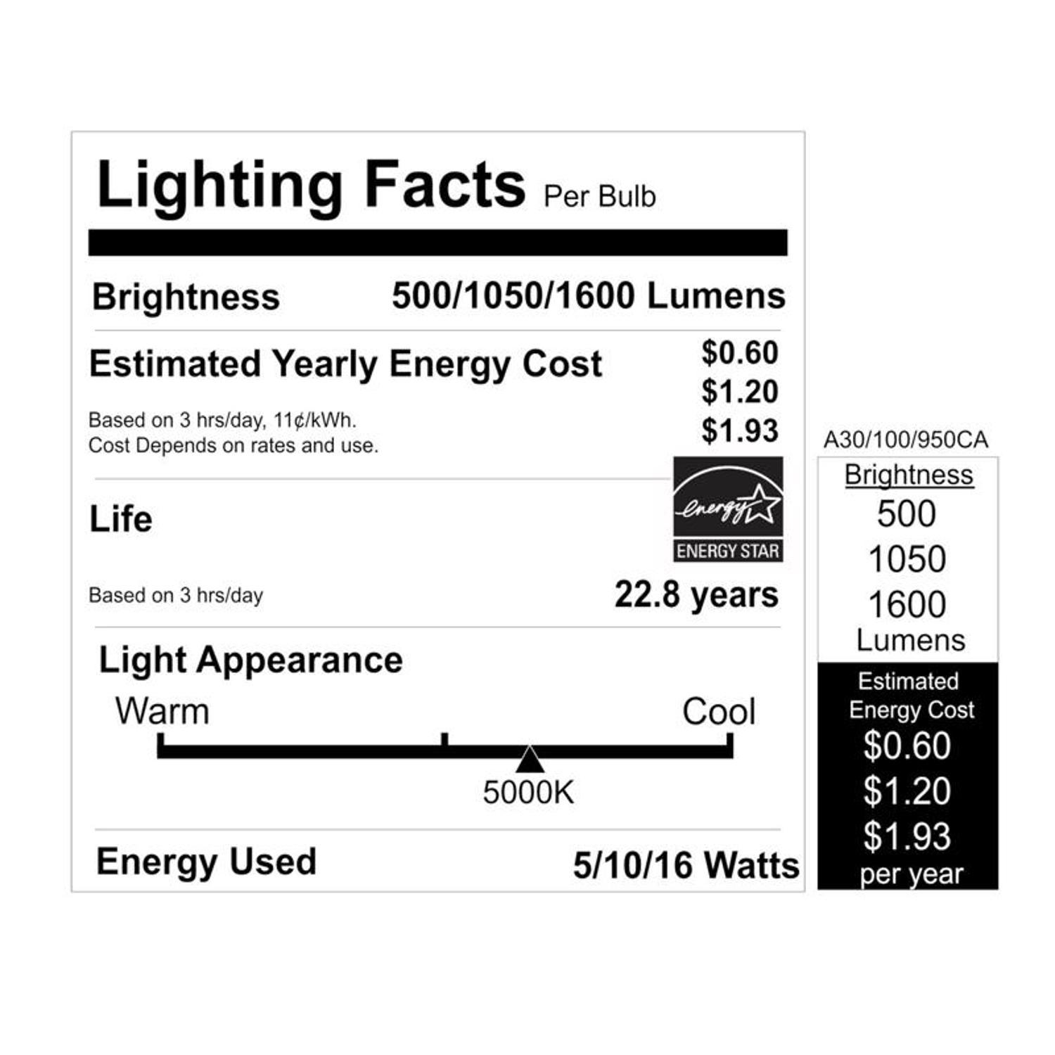 Feit Enhance A19 E26 (Medium) LED Bulb Daylight 30/70/100 Watt Equivalence 1 pk