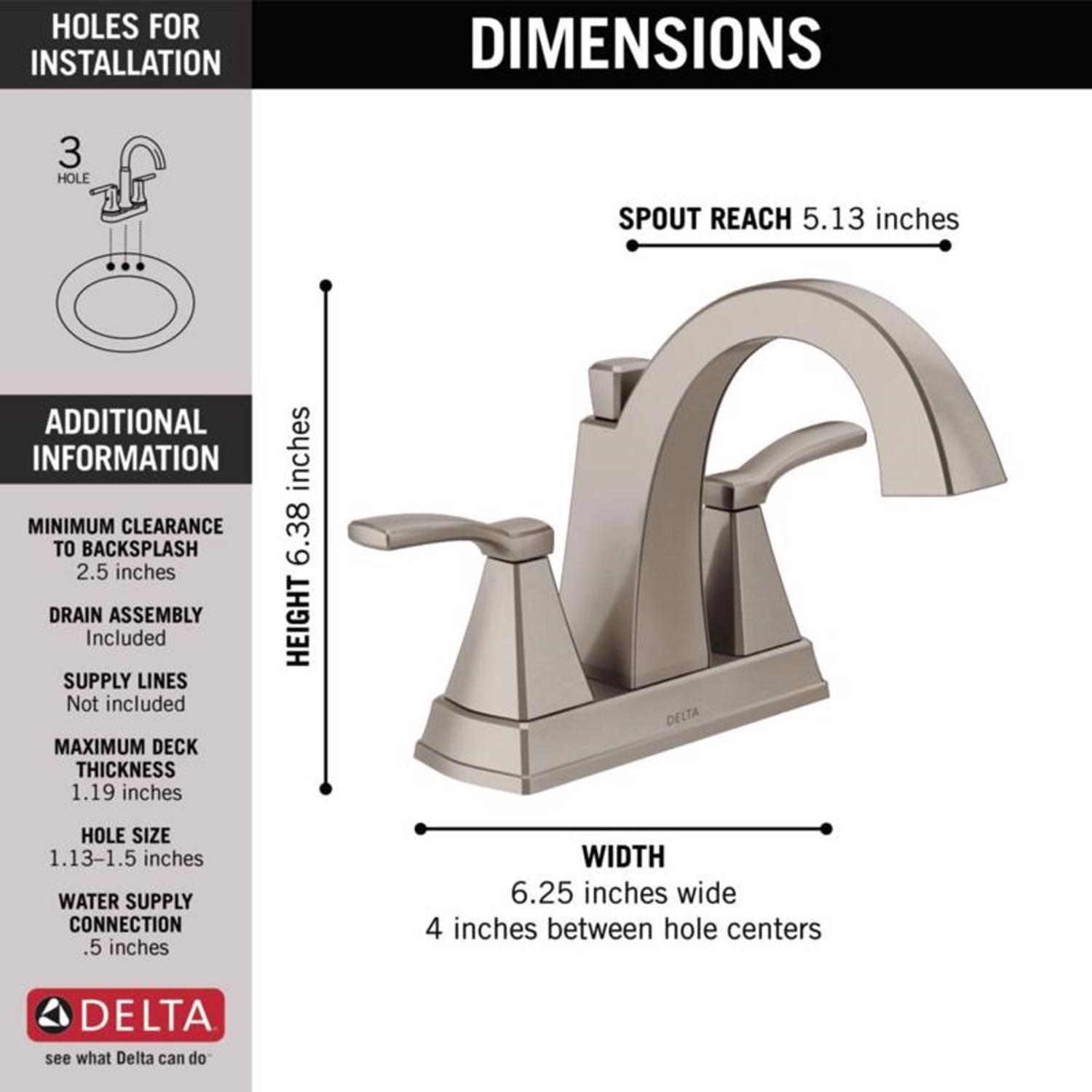 Delta Flynn Stainless Steel Pop-up Bathroom Sink Faucet 4 in.