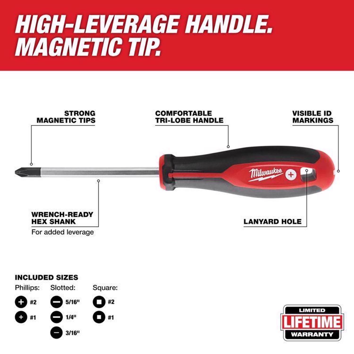Milwaukee 3 to 8 in. L Phillips/Slotted Screwdriver Set 10 pc