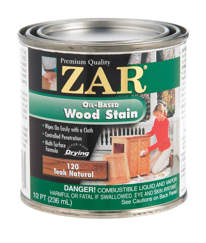 ZAR Semi-Transparent Oil-Based Wood Stain Teak Natural Tintable 1/2 pt.