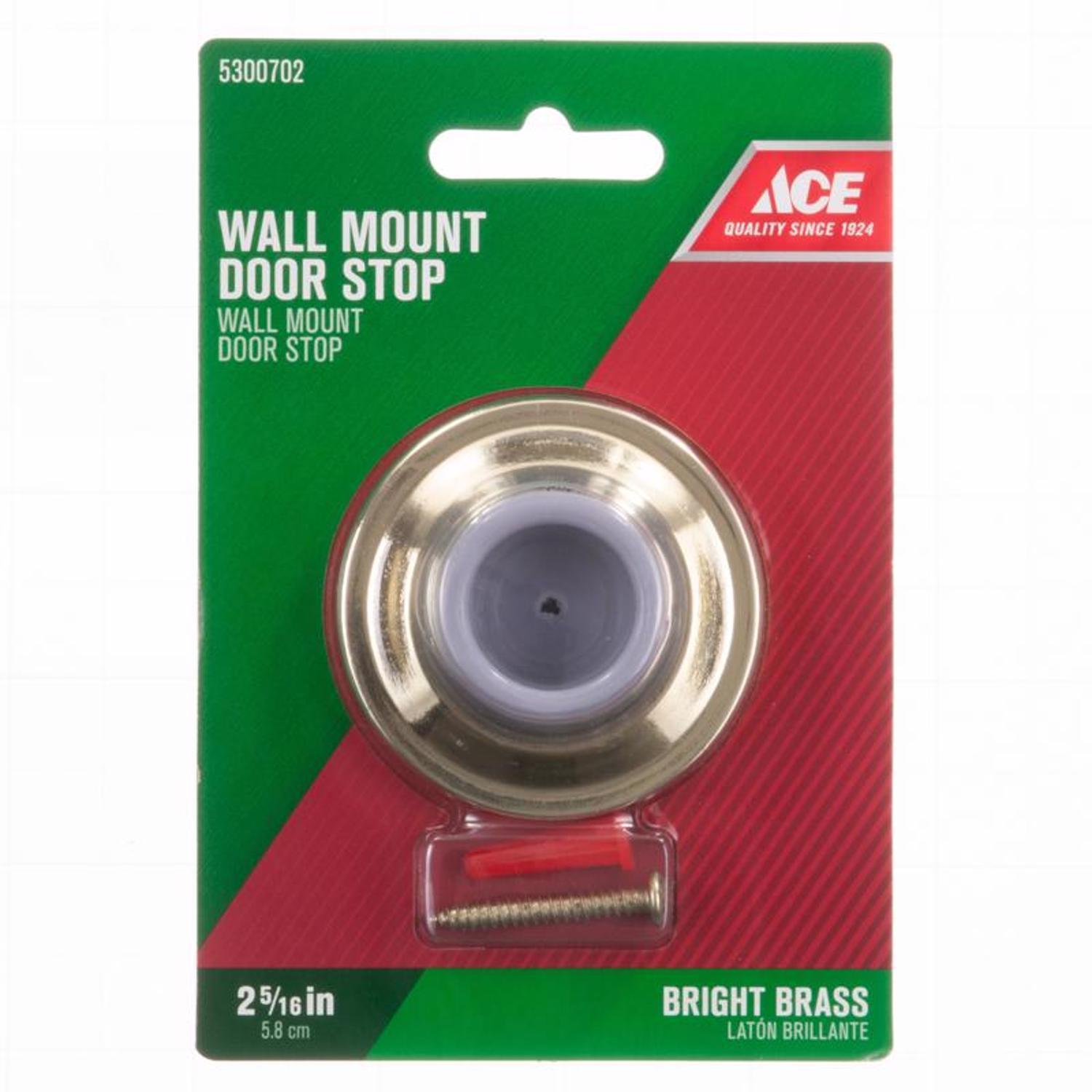 Ace 2-5/16 in. W Solid Brass w/Rubber Stop Bright Gold Wall Door Stop Mounts to door and wall 2-5/16