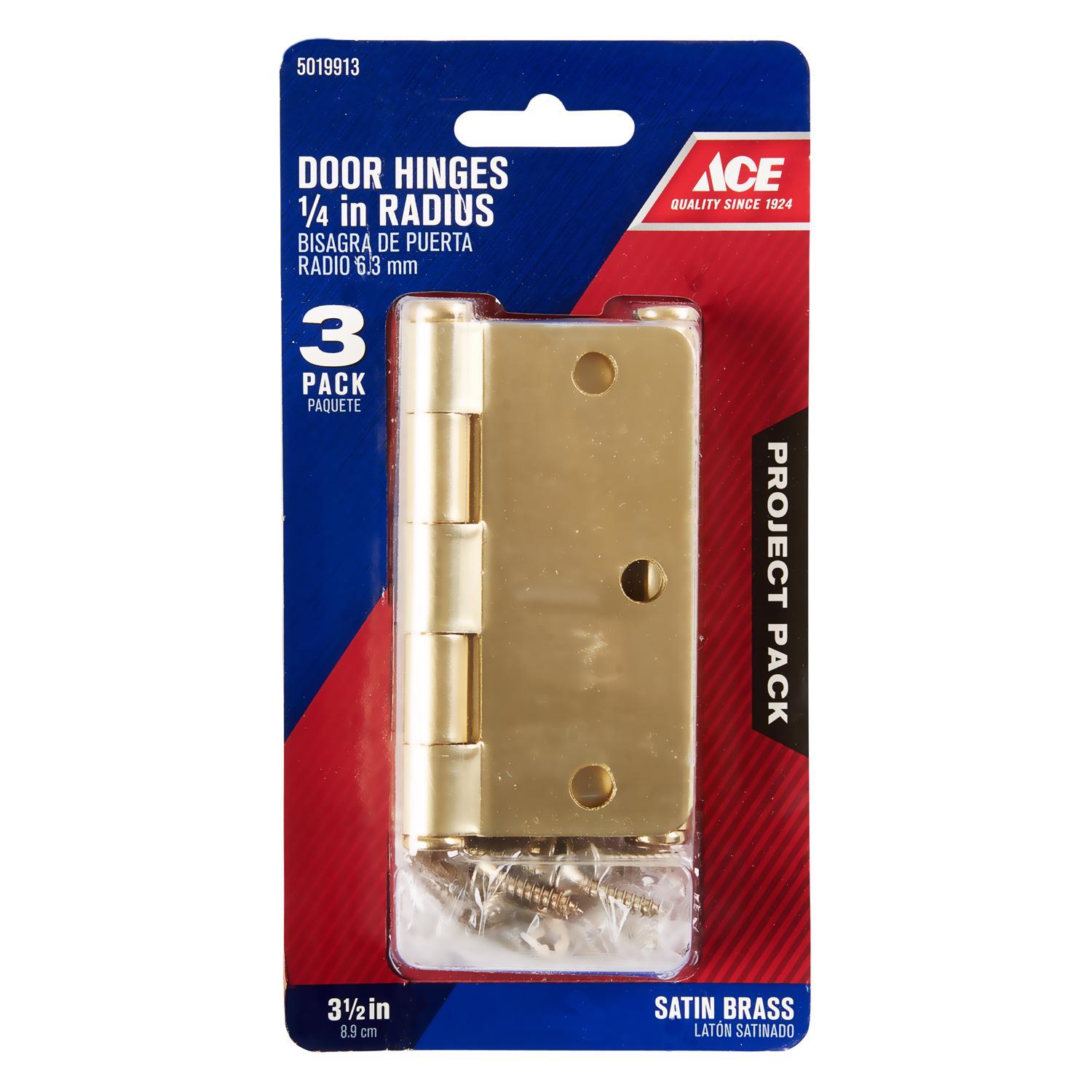 Ace 3.5 in. L Satin Brass Residential Door Hinge 3 pk