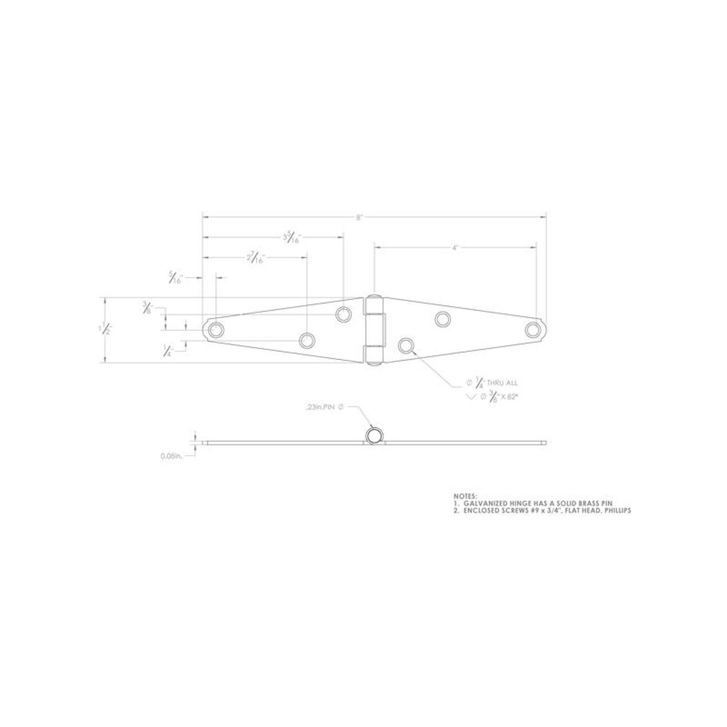 Ace 4 in. L Galvanized Light Duty Strap Hinge 2 pk