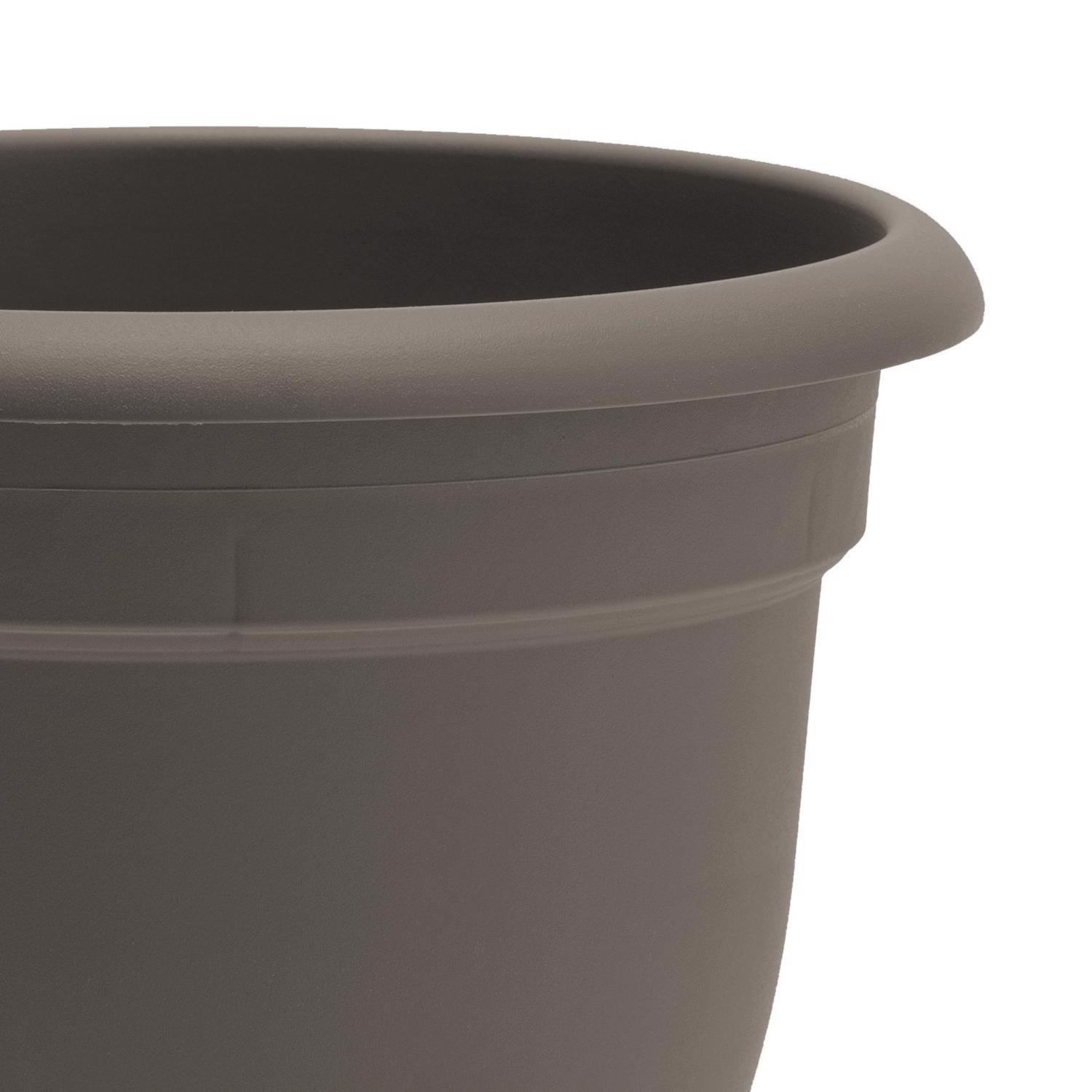 Bloem Ariana 13.75 in. H X 17.75 in. W X 16 in. D Plastic Traditional Planter Peppercorn