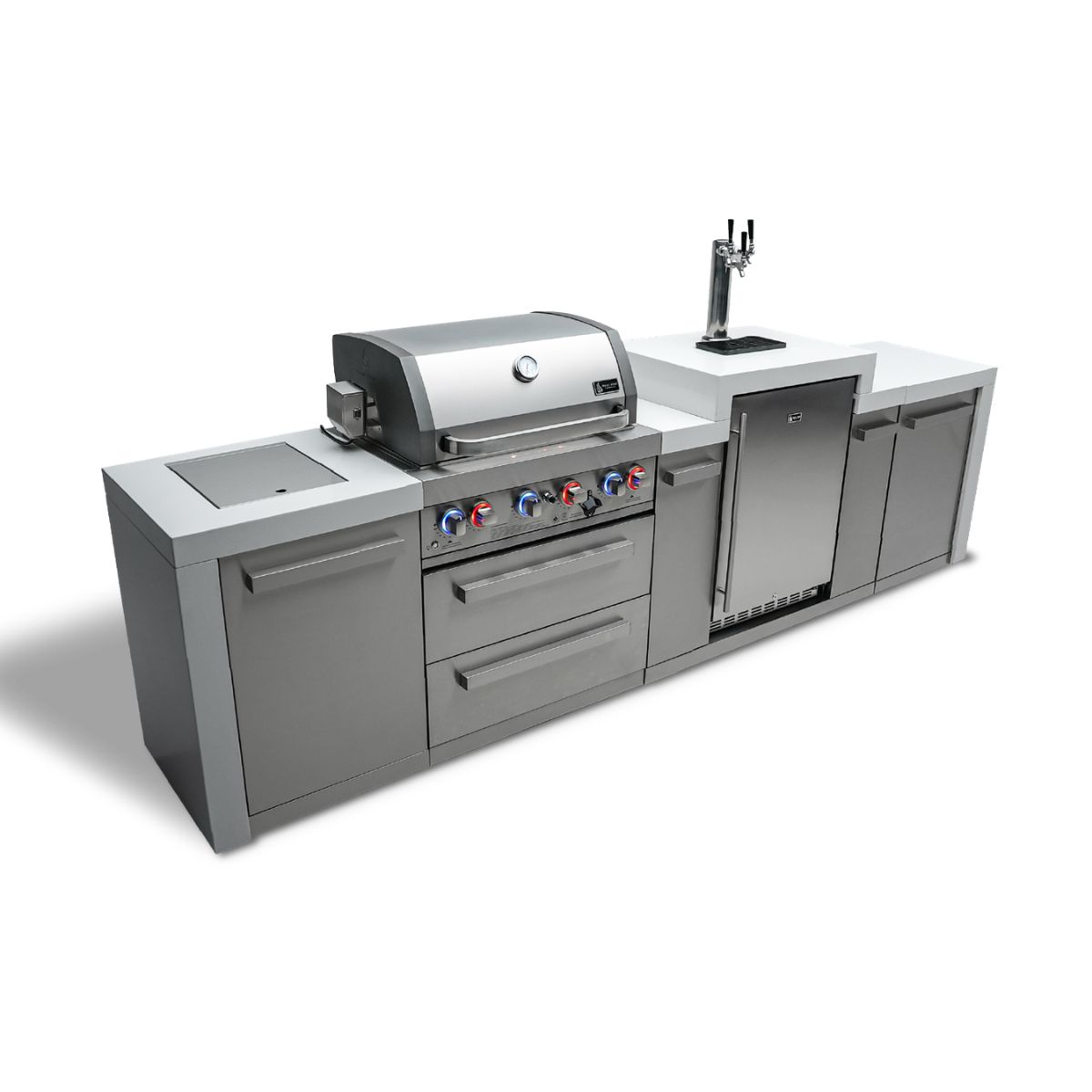 Mont Alpi 4-burner Deluxe Island with a Kegerator