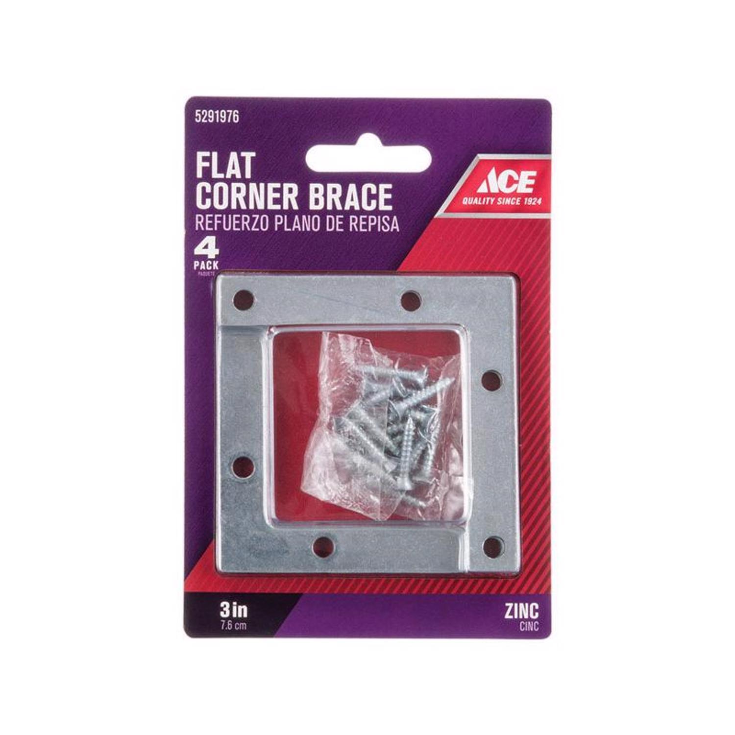 Ace 3 in. H X 3.75 in. W X 3 in. D Zinc Flat Corner Brace