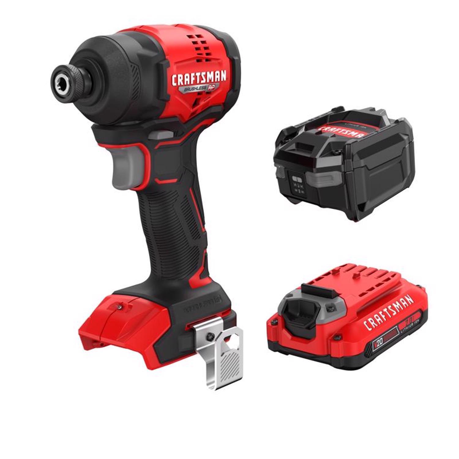 CRAFTSMAN V20 Brushless RP 1/4 in. Cordless Brushless Impact Driver Kit (Battery & Charger)