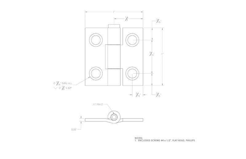 Ace .9 in. W X 1 in. L Stainless Steel Silver Stainless Steel Narrow Hinge 2 pk