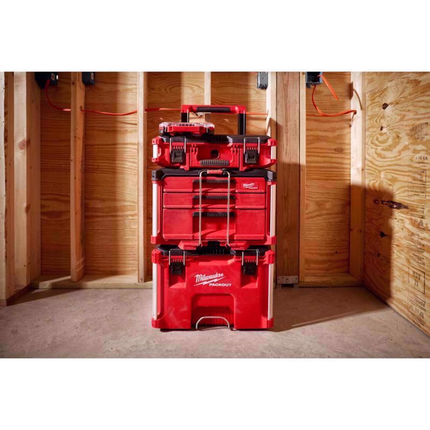 Milwaukee Packout 16.3 in. Modular 3-Drawer Multi Drawer Tool Box Black/Red