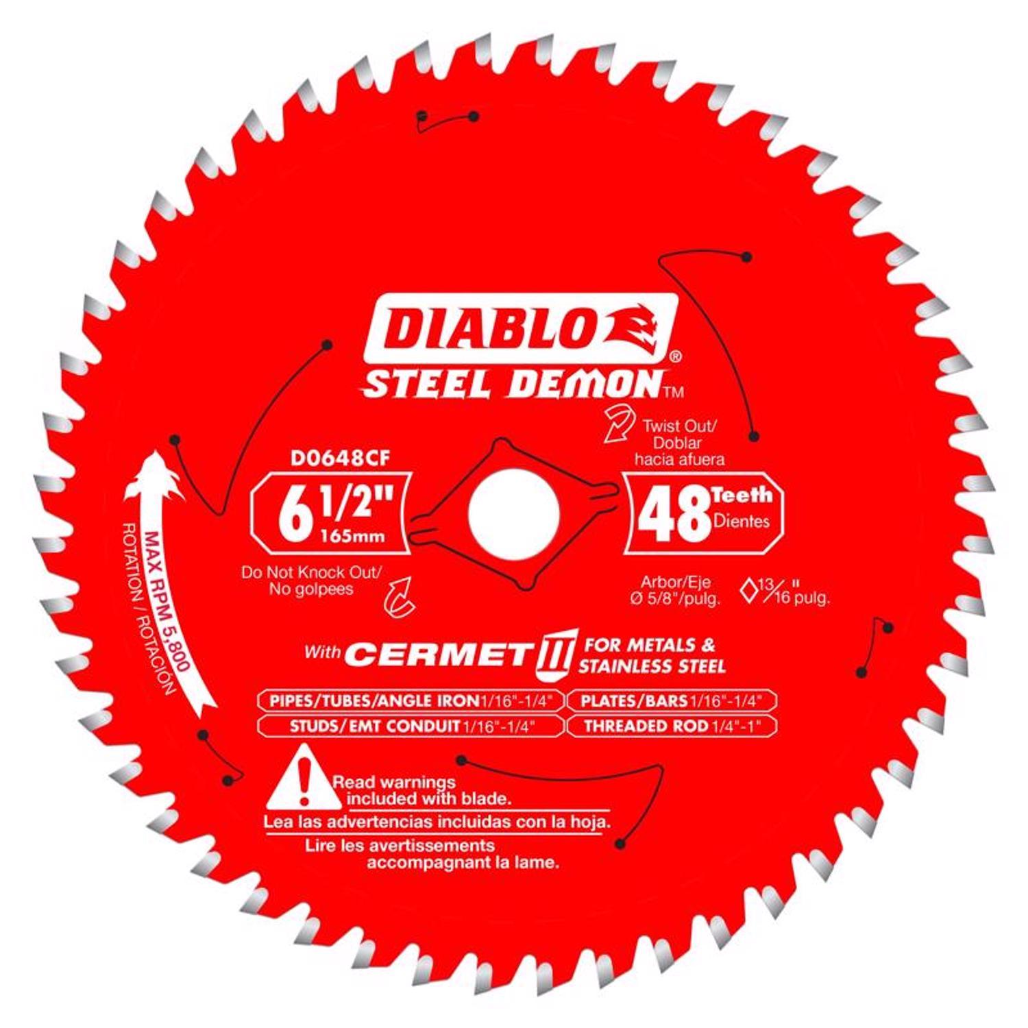 Diablo Steel Demon 6-1/2 in. D X 5/8 in. Stainless Steel Metal Saw Blade 48 teeth 1 Pack