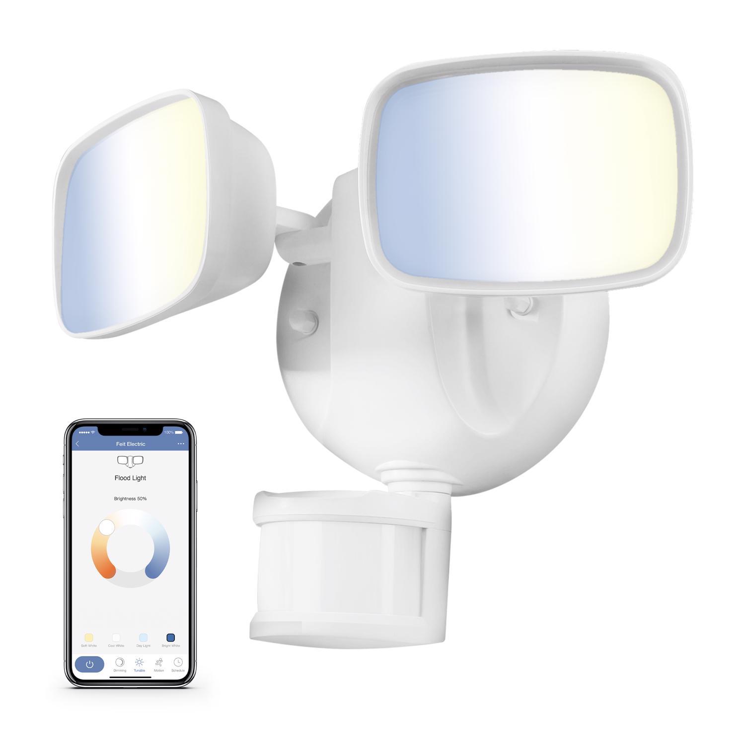 Feit Smart Home Motion-Sensing Hardwired LED White Smart-Enabled Security Floodlight