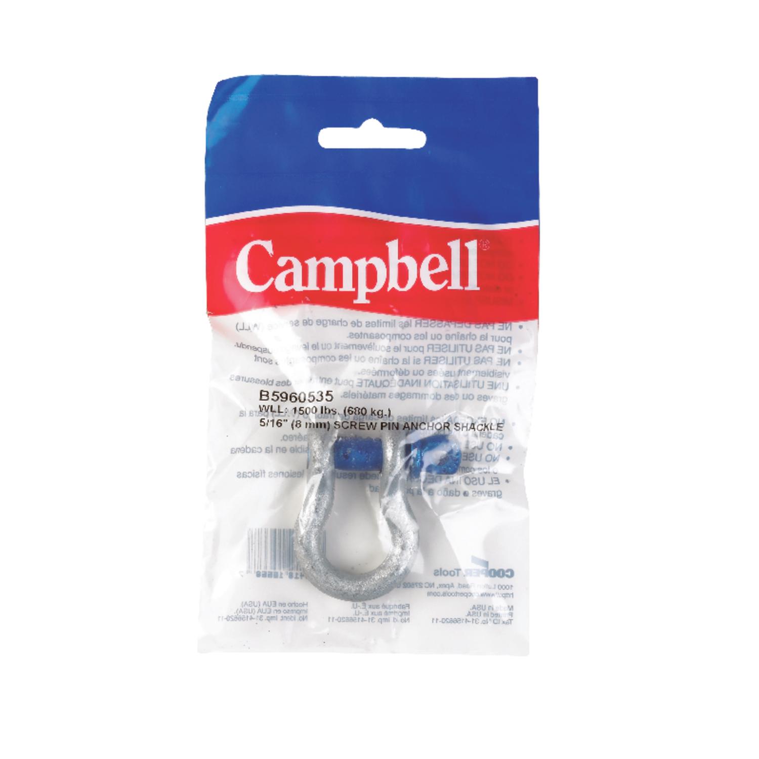 Campbell Galvanized Forged Carbon Steel Anchor Shackle 1500 lb