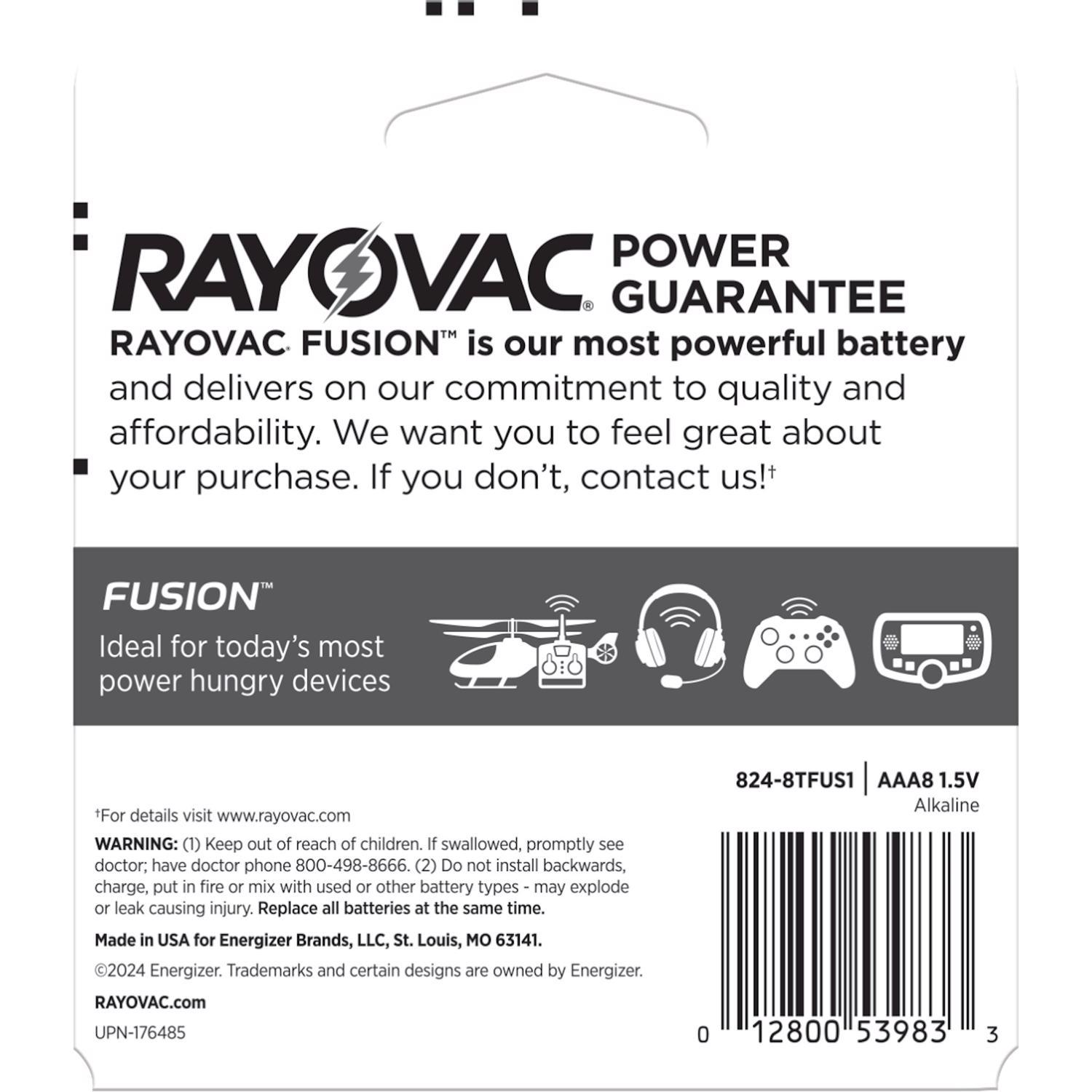 Rayovac Fusion AAA Alkaline Batteries 8 pk Carded