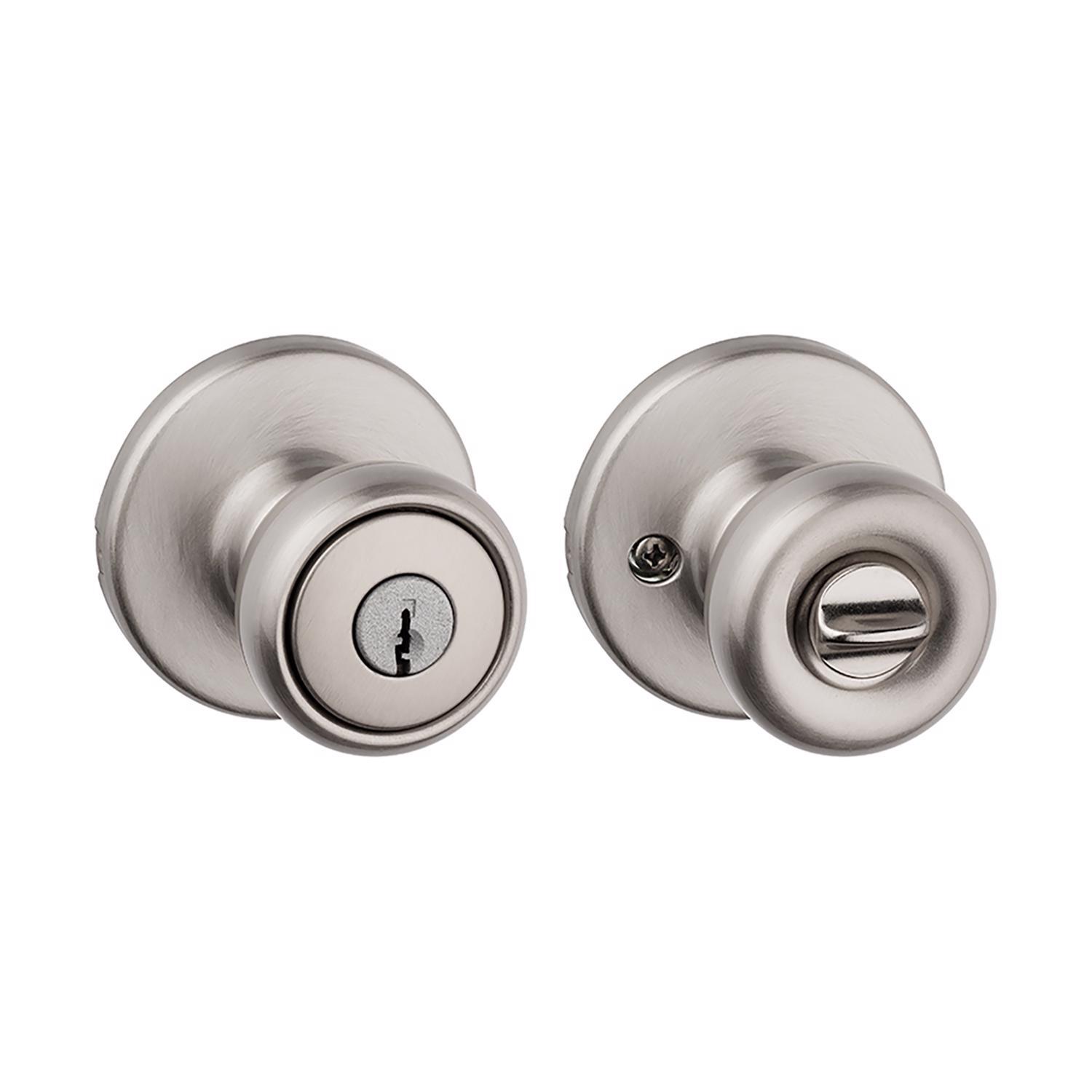 Kwikset Polo Satin Nickel Entry Door Knob 1-3/4 in.