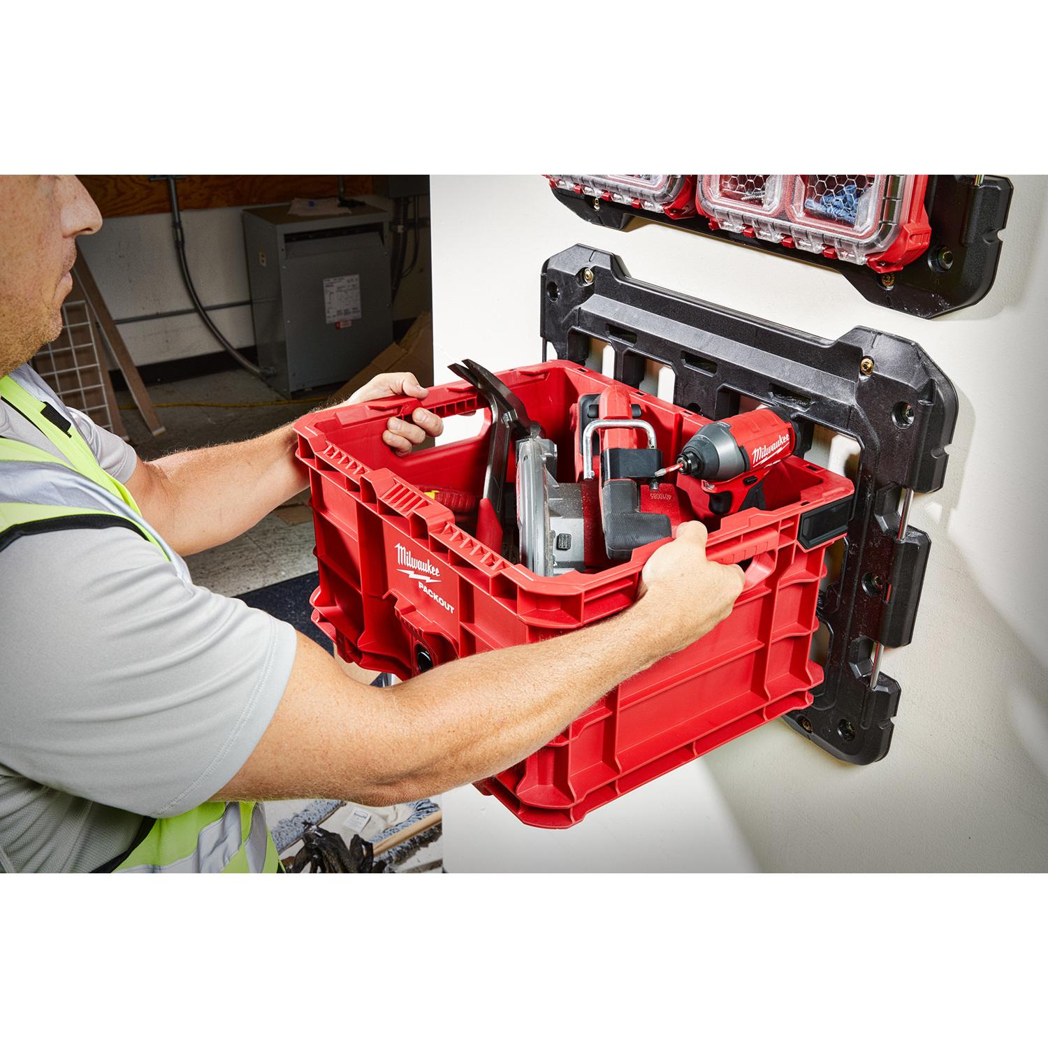 Milwaukee Packout 9.9 in. H X 18.6 in. W X 15 in. D Stackable Crate Milwaukee Packout 9.9 in. H X 18.6 in. W X 15 in. D Stackable Crate